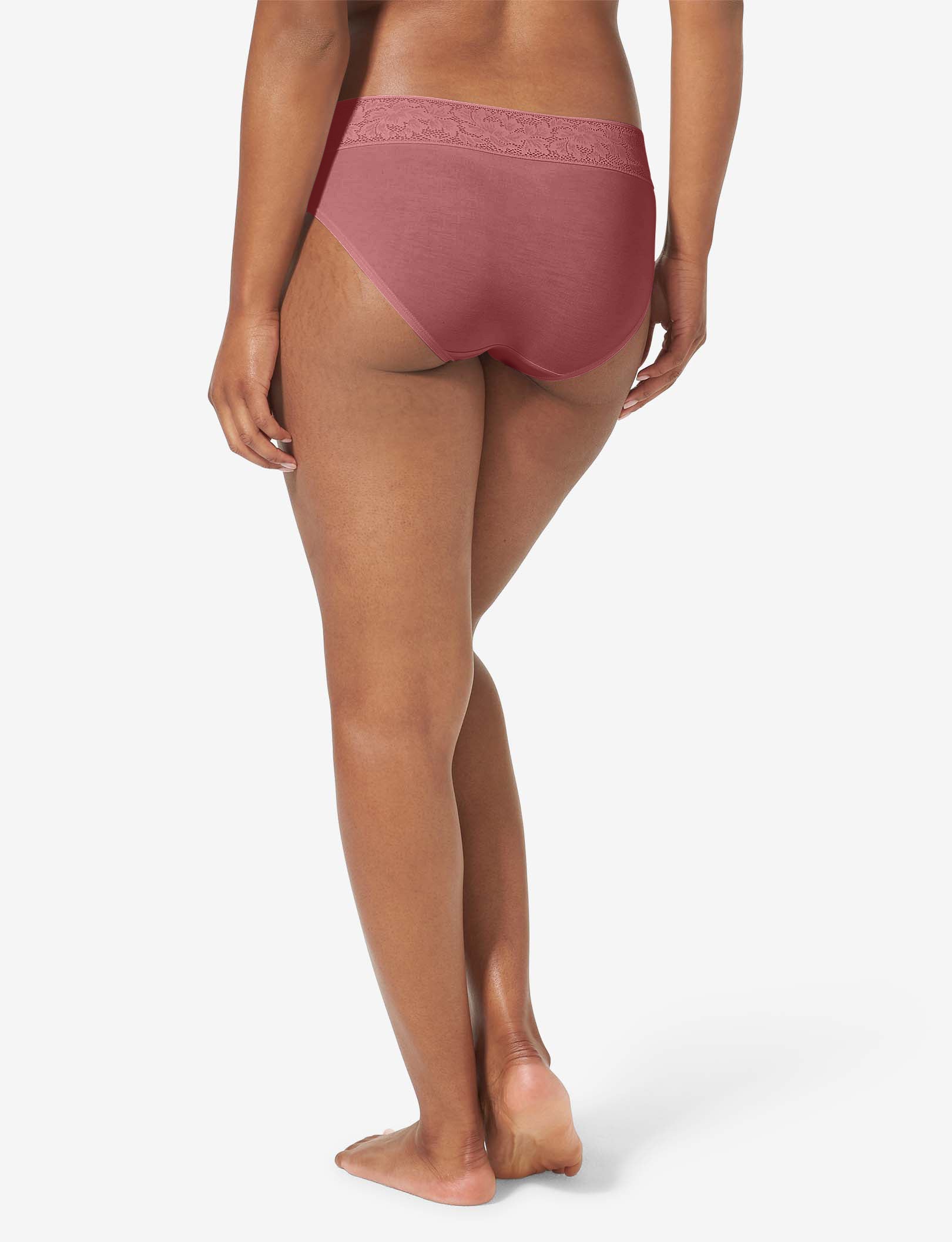 Women's Second Skin Brief, Lace Waist::Deco Rose Lace Waist