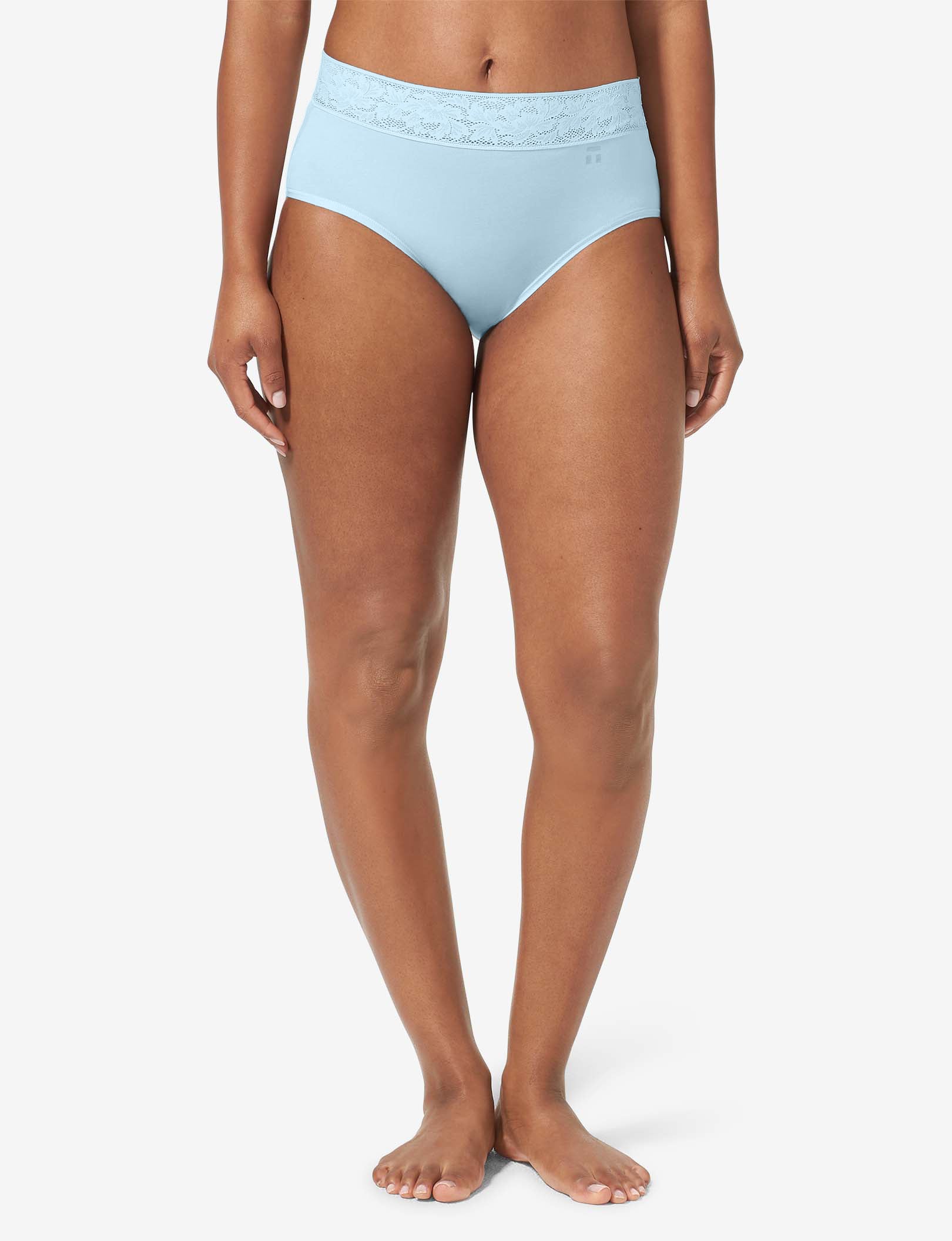 Women's Second Skin High Rise Brief, Lace Waist::Winter Sky Lace Waist