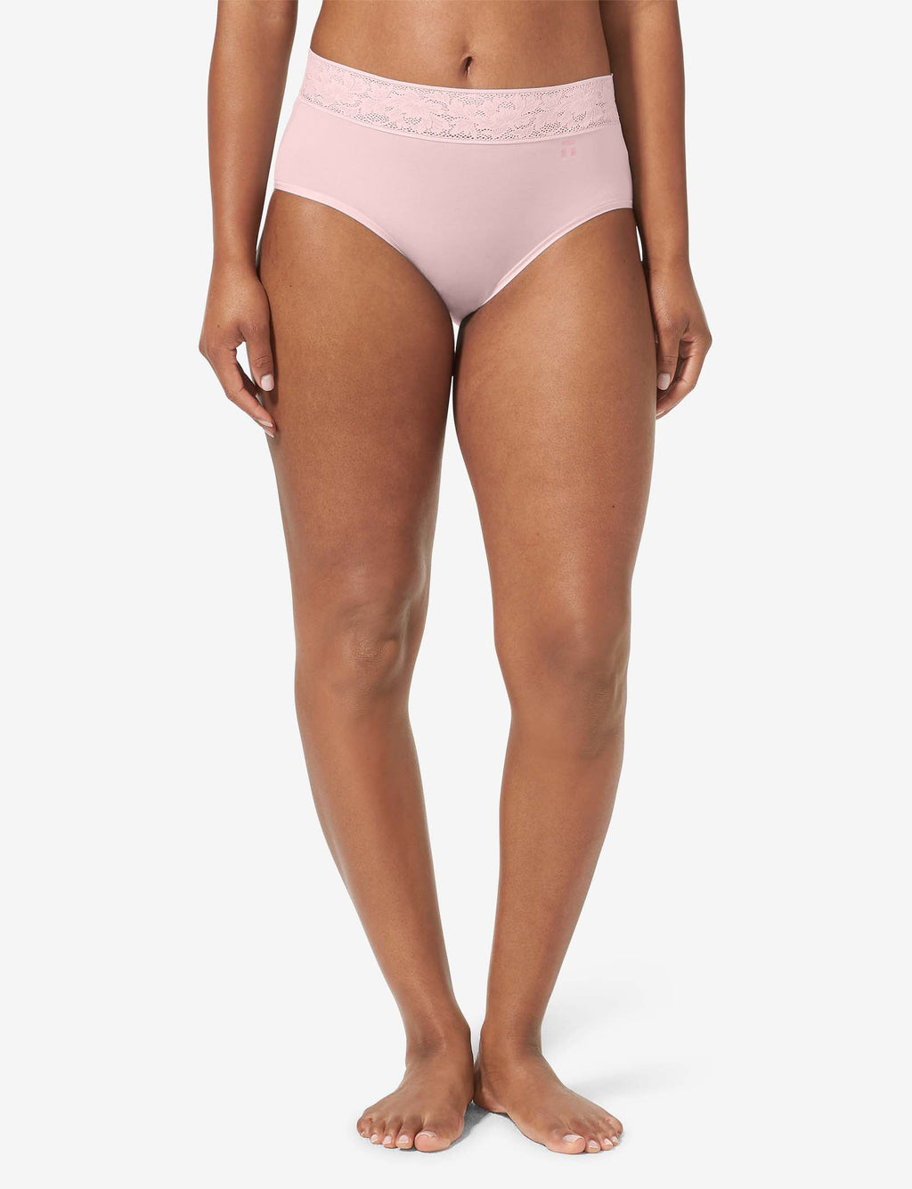 Women's Second Skin High Rise Brief, Lace Waist::Peachskin Lace Waist