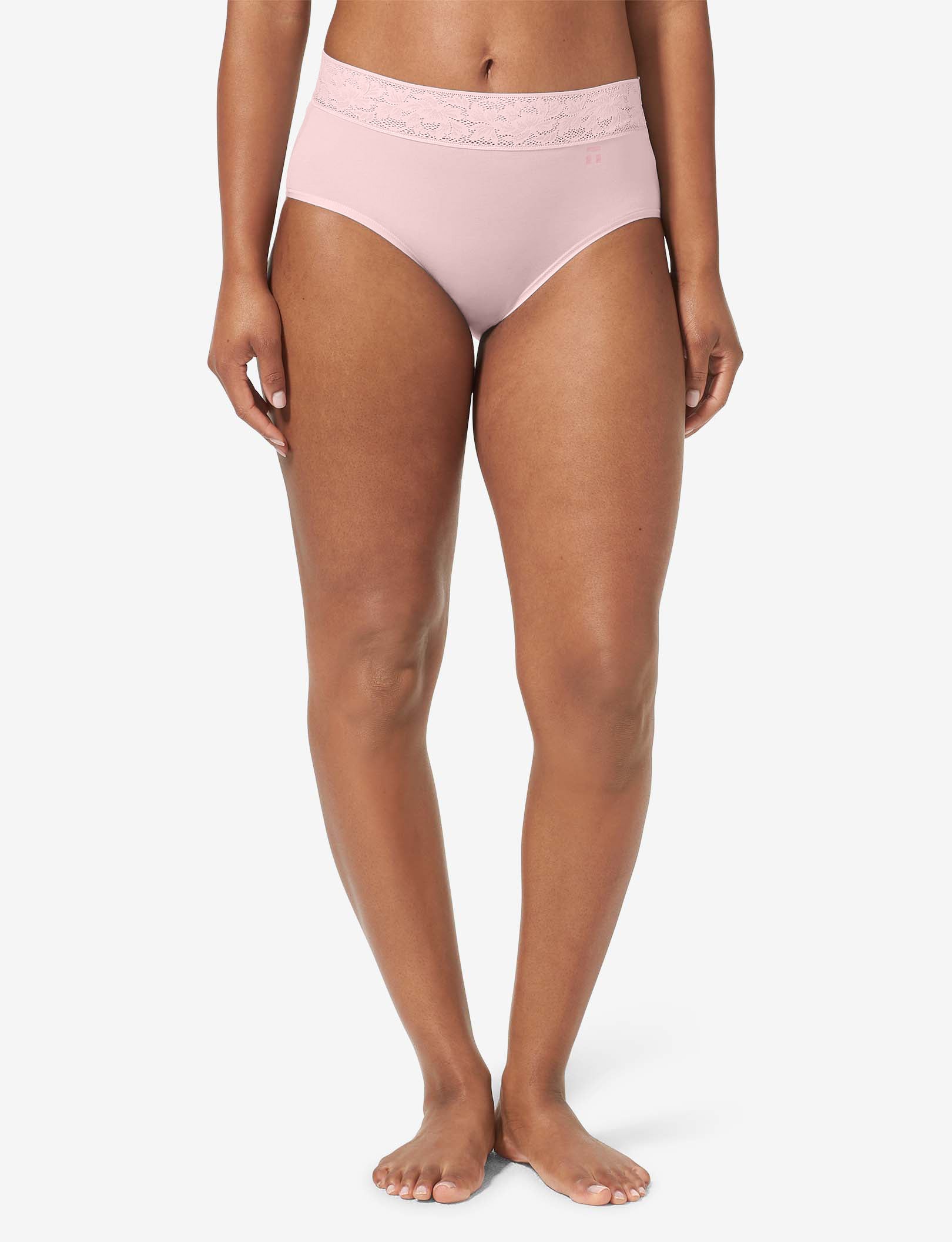 Women's Second Skin High Rise Brief, Lace Waist::Peachskin Lace Waist