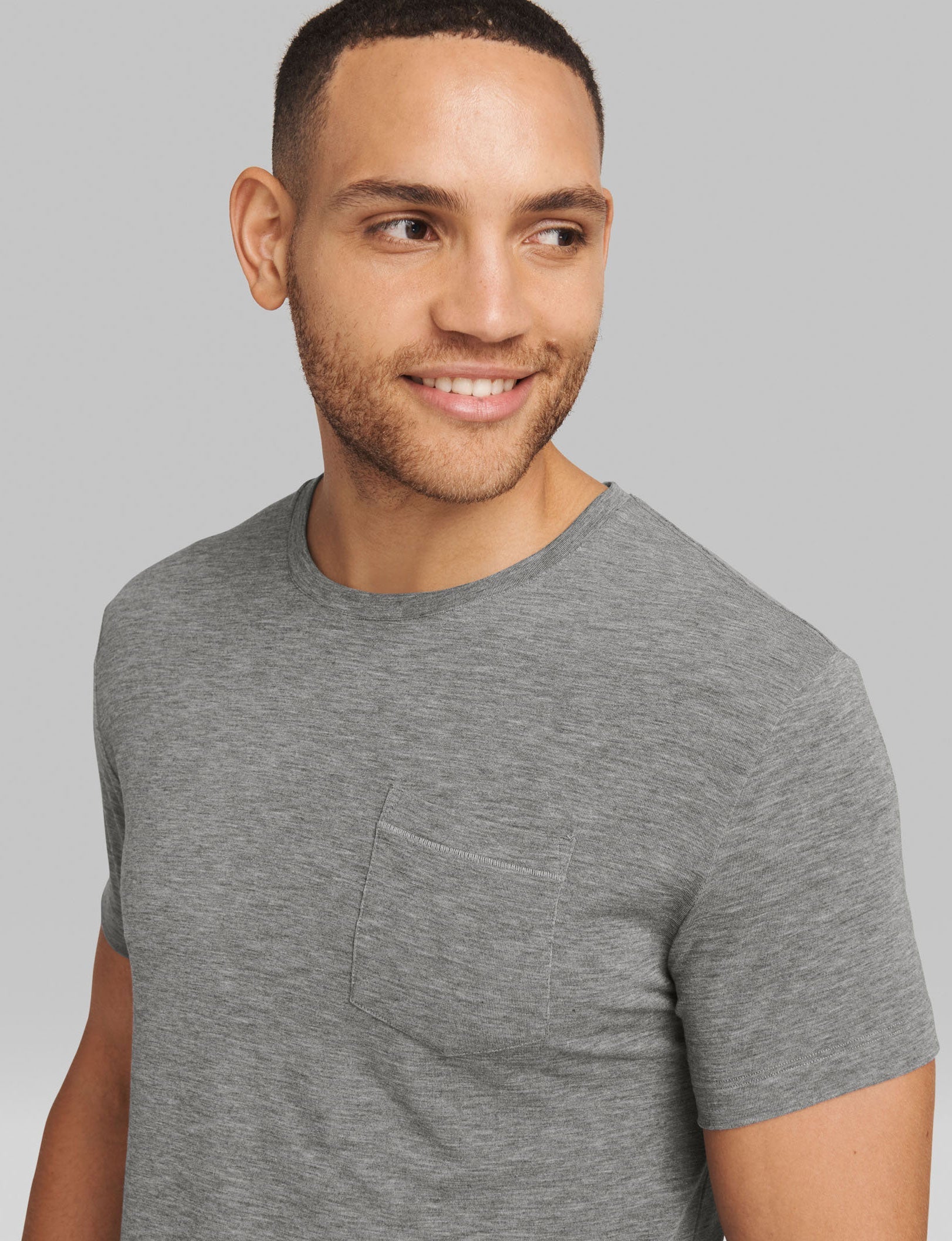 Second Skin Sleep Crew Neck Pocket Tee::Medium Heather Grey