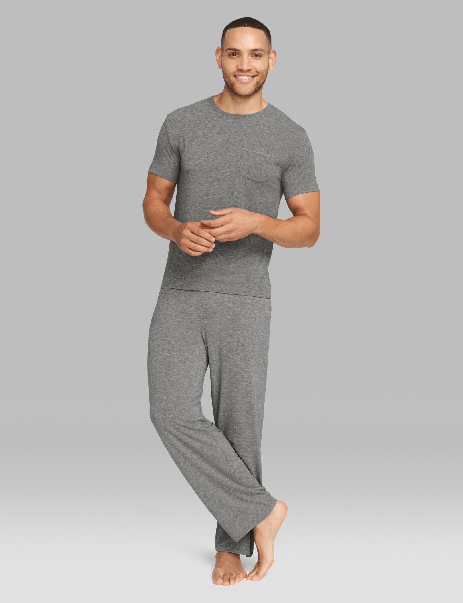 Second Skin Sleep Crew Neck Pocket Tee::Medium Heather Grey