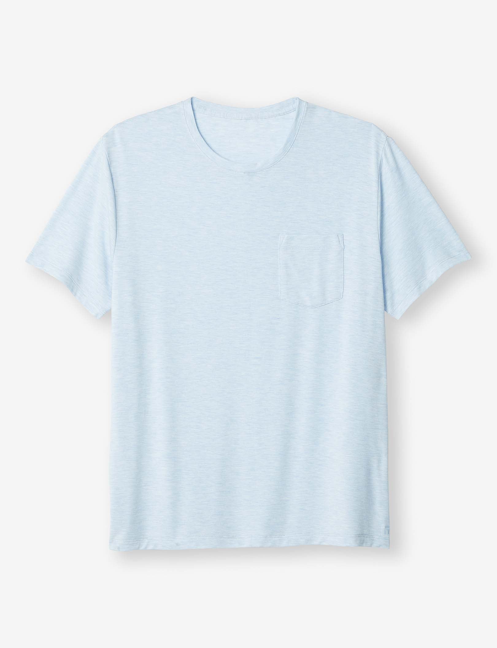 Second Skin Sleep Crew Neck Pocket Tee::Crystal Blue Heather