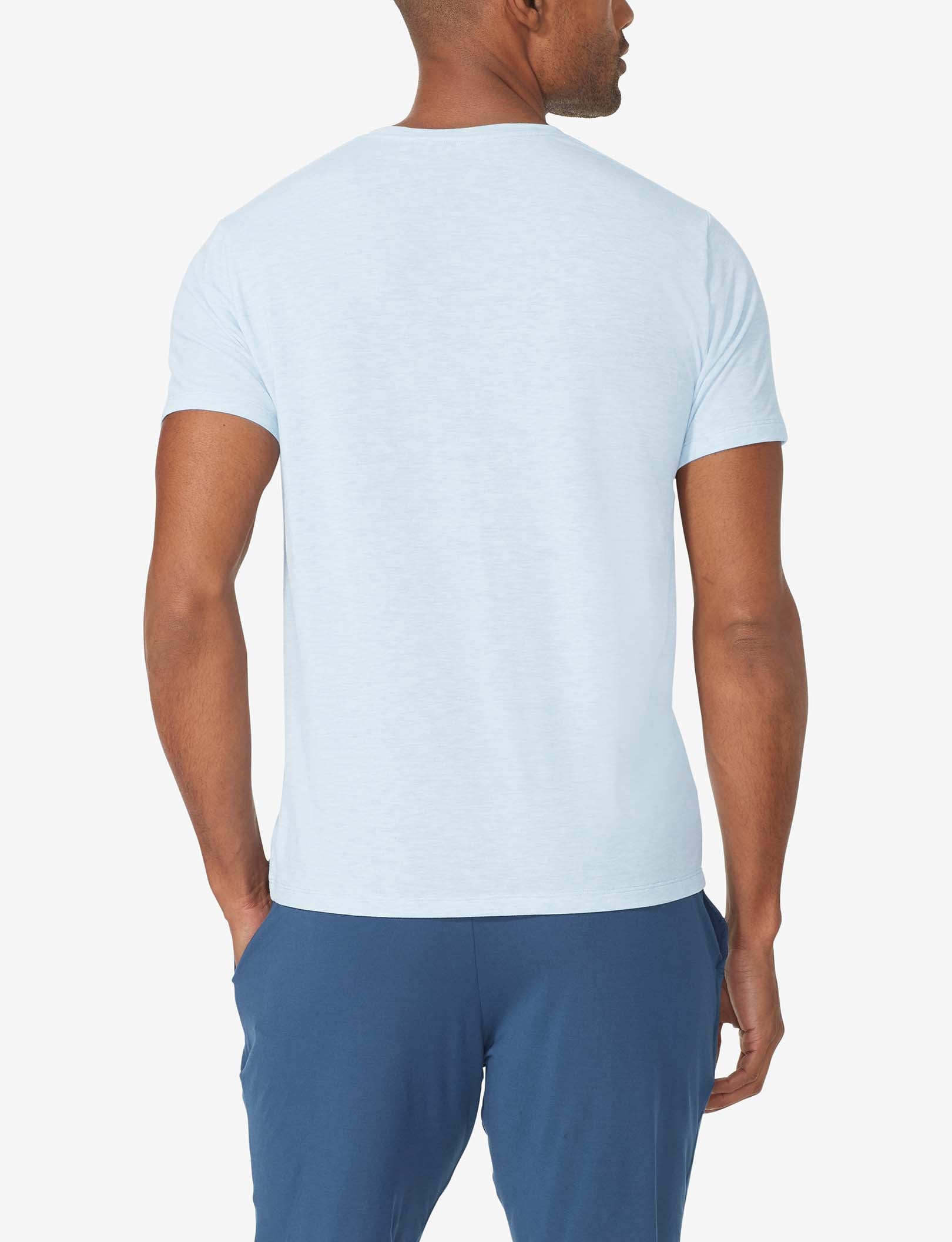 Second Skin Sleep Crew Neck Pocket Tee::Crystal Blue Heather