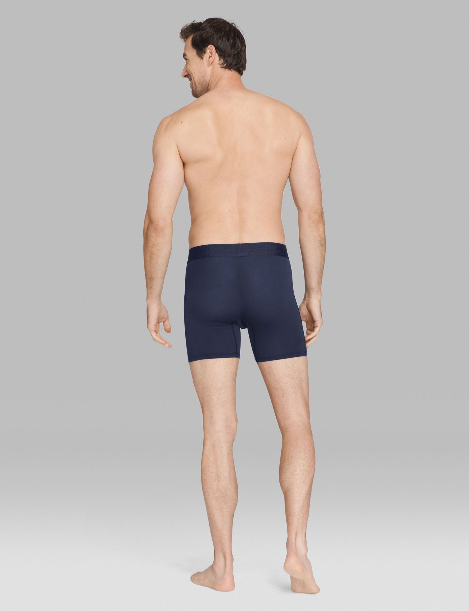 Premium Mid-Length Boxer Brief 6" (3-Pack)::Black/Navy Blazer