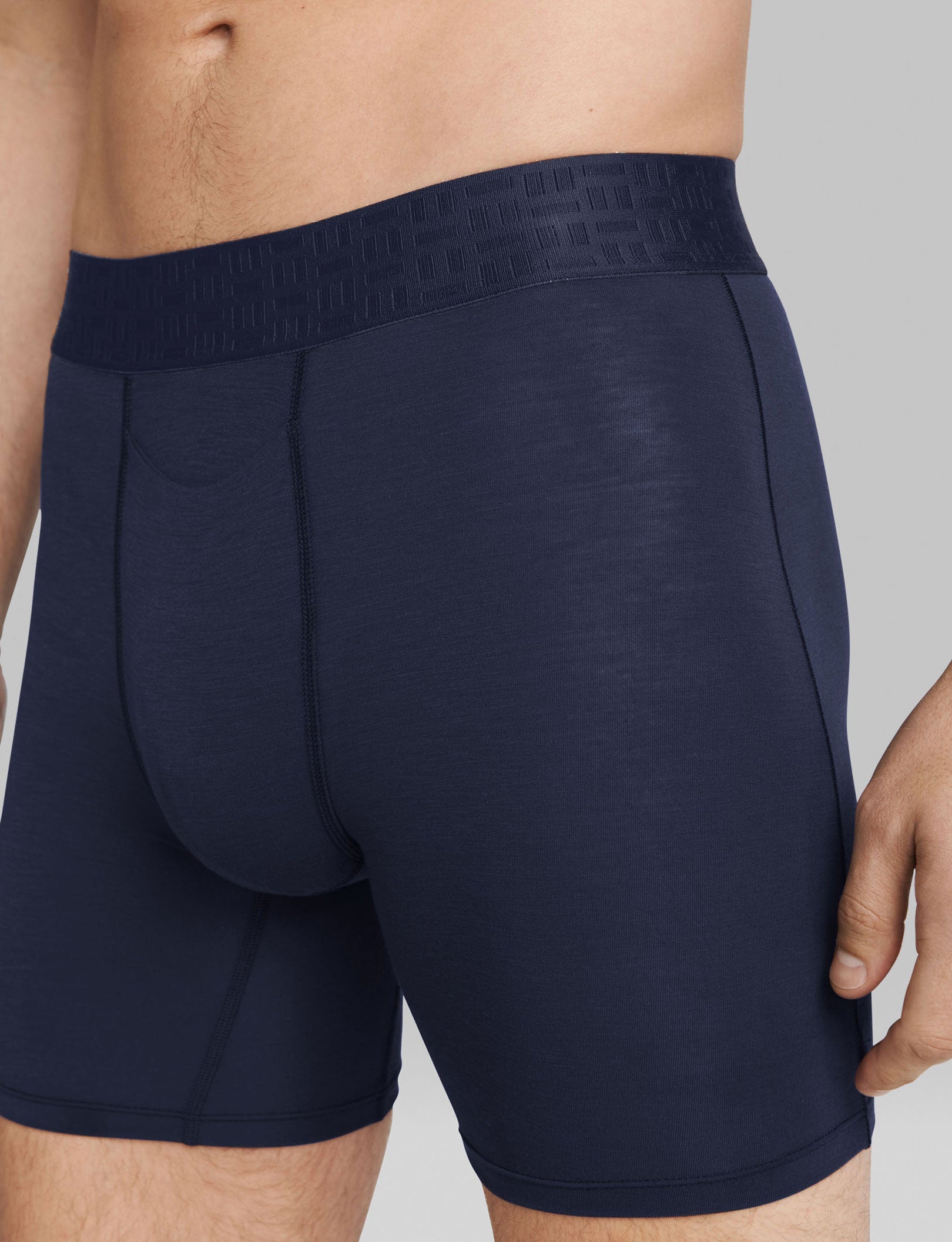 Premium Mid-Length Boxer Brief 6" (3-Pack)::Black/Navy Blazer