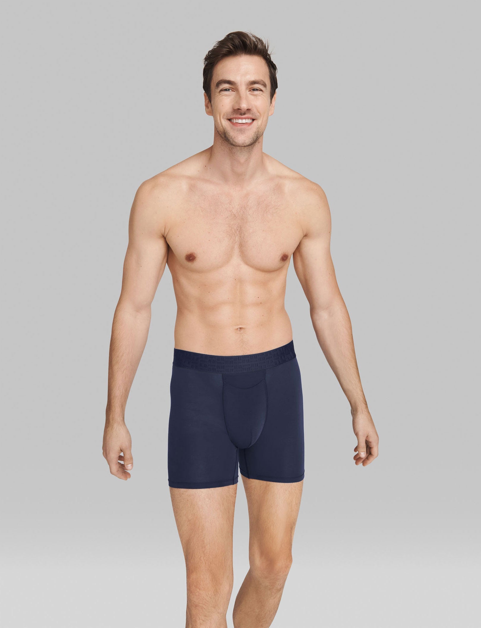Premium Mid-Length Boxer Brief 6" (3-Pack)::Black/Navy Blazer