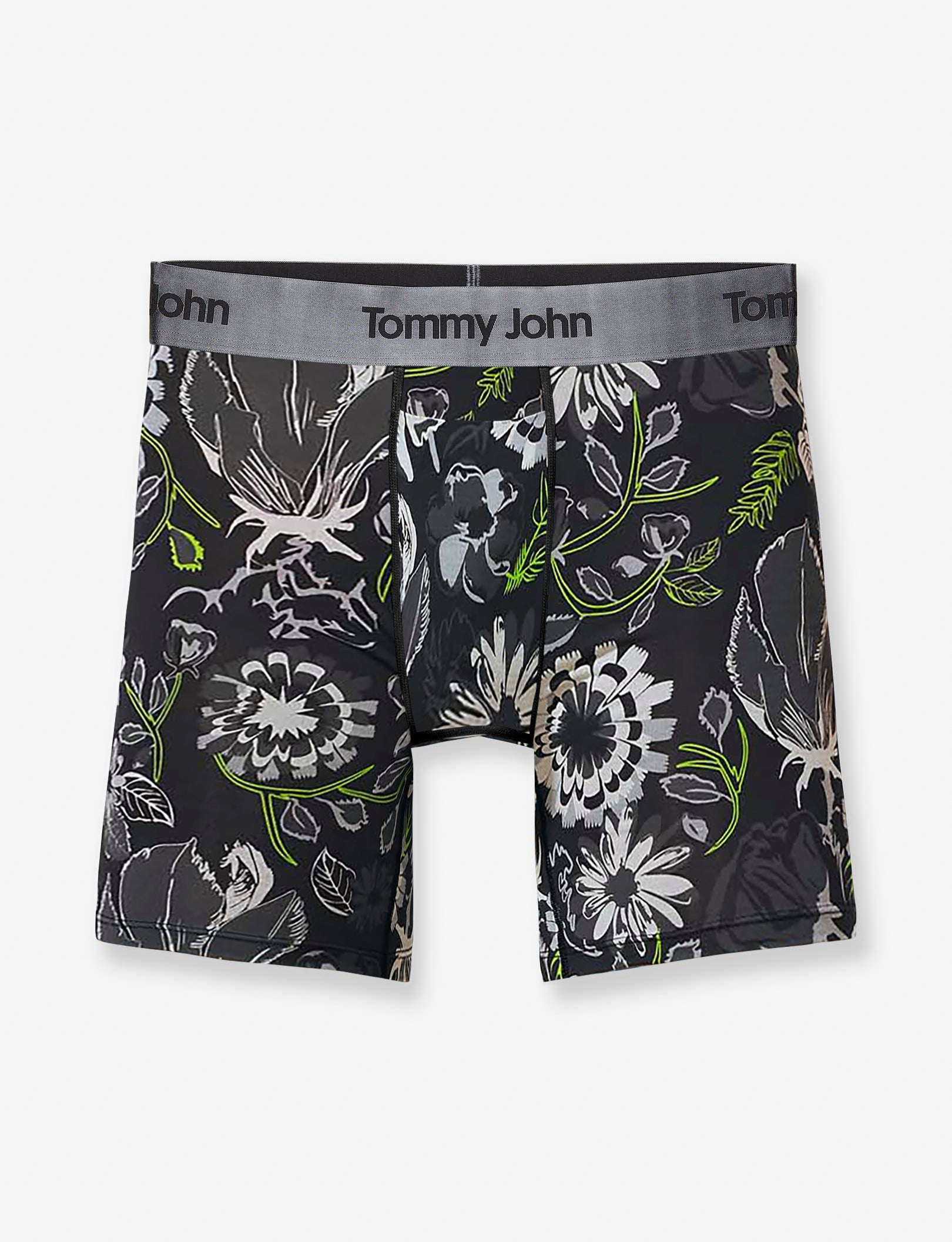 Second Skin Mid-Length Boxer Brief 6"::Black Botanical