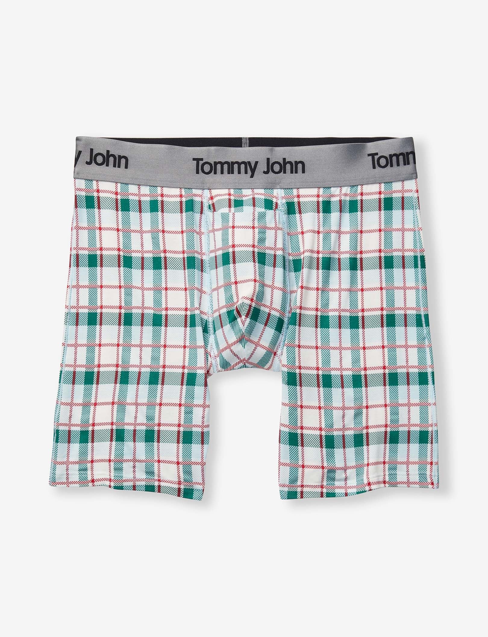 Second Skin Mid-Length Boxer Brief 6"::Coconut Milk Plaid