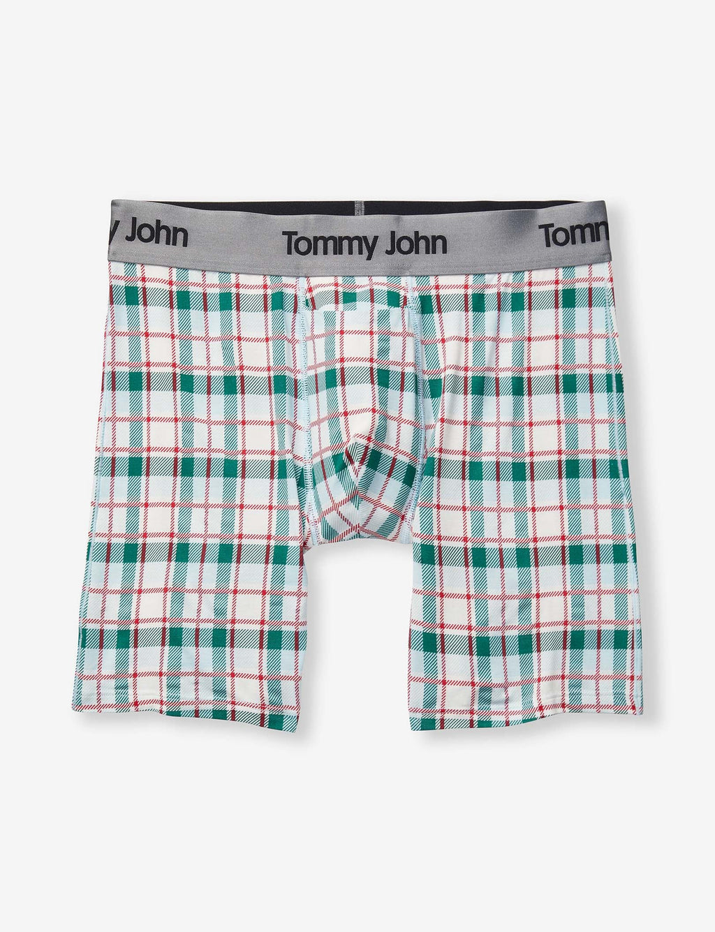Second Skin Mid-Length Boxer Brief 6"::Coconut Milk Plaid