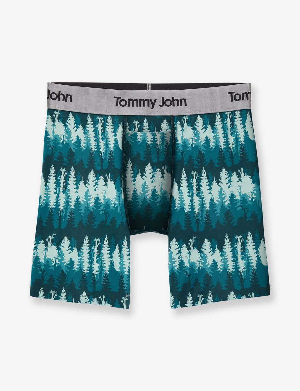 Second Skin Mid-Length Boxer Brief 6"::Green Treeline Print