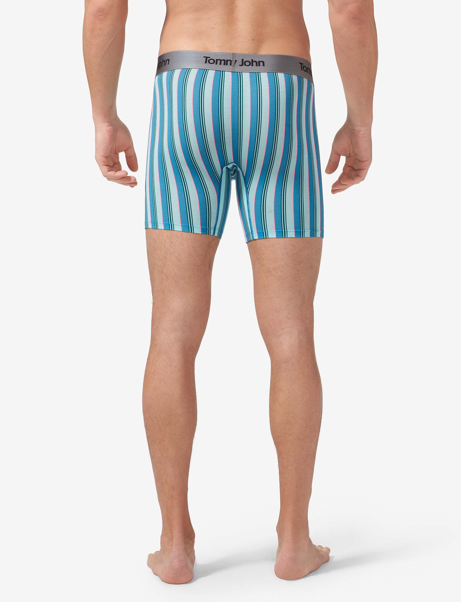 Second Skin Mid-Length Boxer Brief 6"::Island Goodnight Stripe