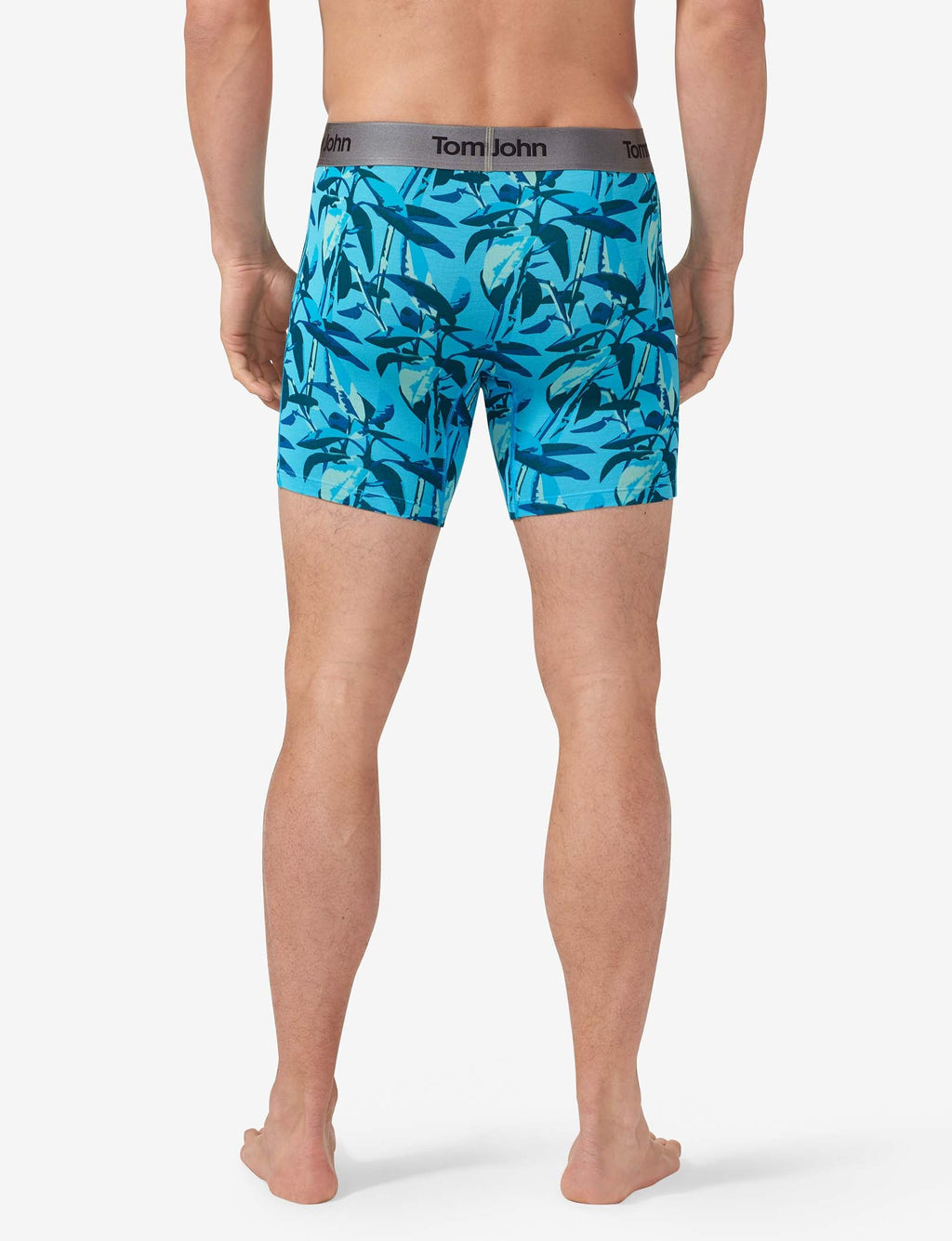 Second Skin Mid-Length Boxer Brief 6"::Blue Atoll Rubber Tree