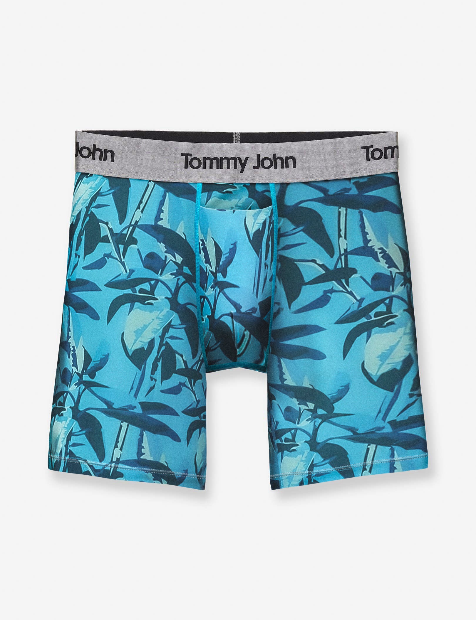 Second Skin Mid-Length Boxer Brief 6"::Blue Atoll Rubber Tree