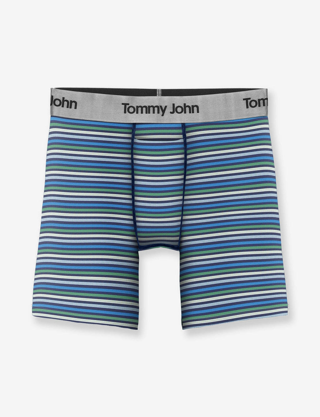Second Skin Mid-Length Boxer Brief 6"::Estate Blue Globe Stripe