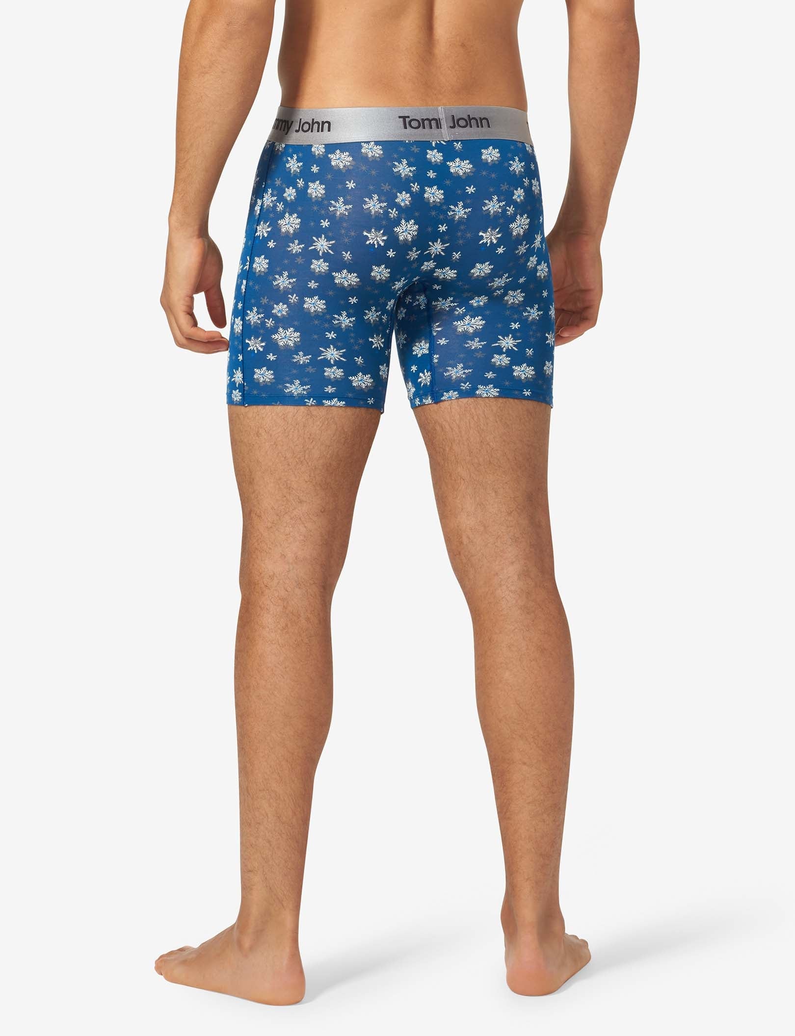Second Skin Mid-Length Boxer Brief 6"::Estate Blue Snowfall