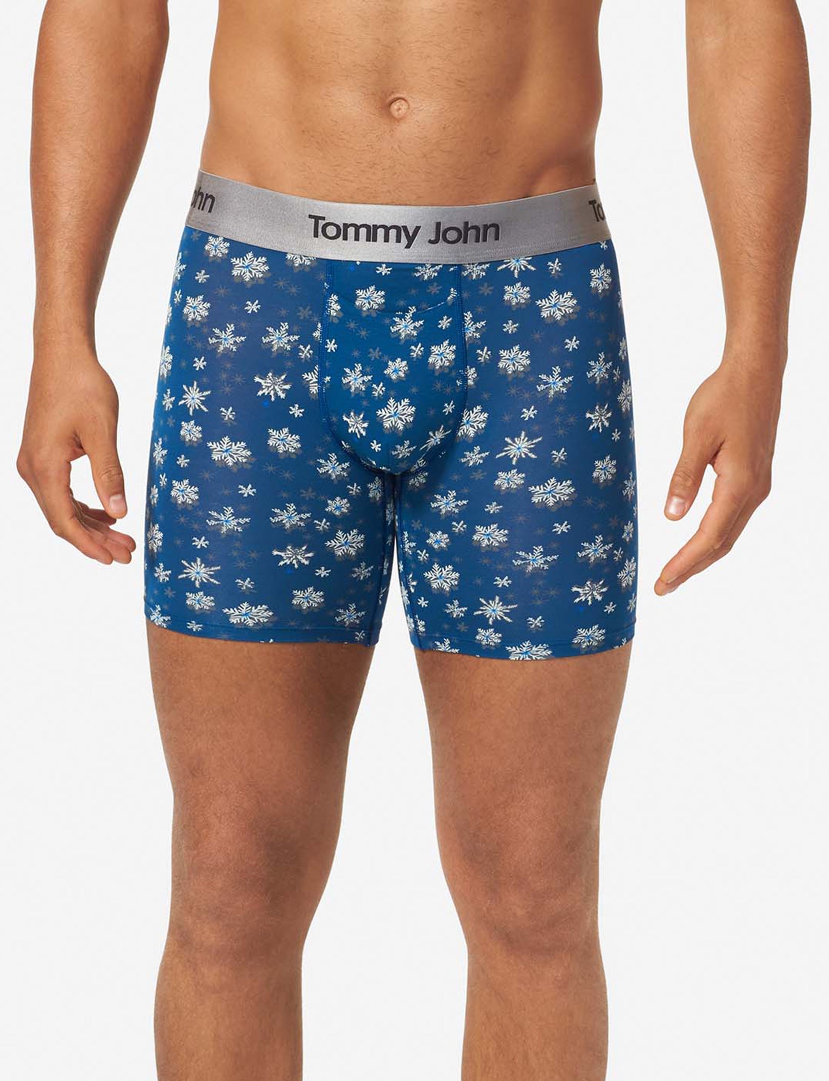 Second Skin Mid-Length Boxer Brief 6"::Estate Blue Snowfall