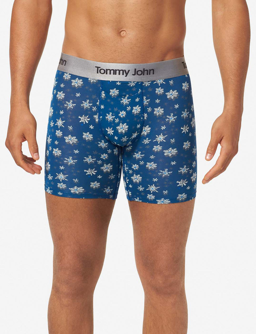 Second Skin Mid-Length Boxer Brief 6"::Estate Blue Snowfall