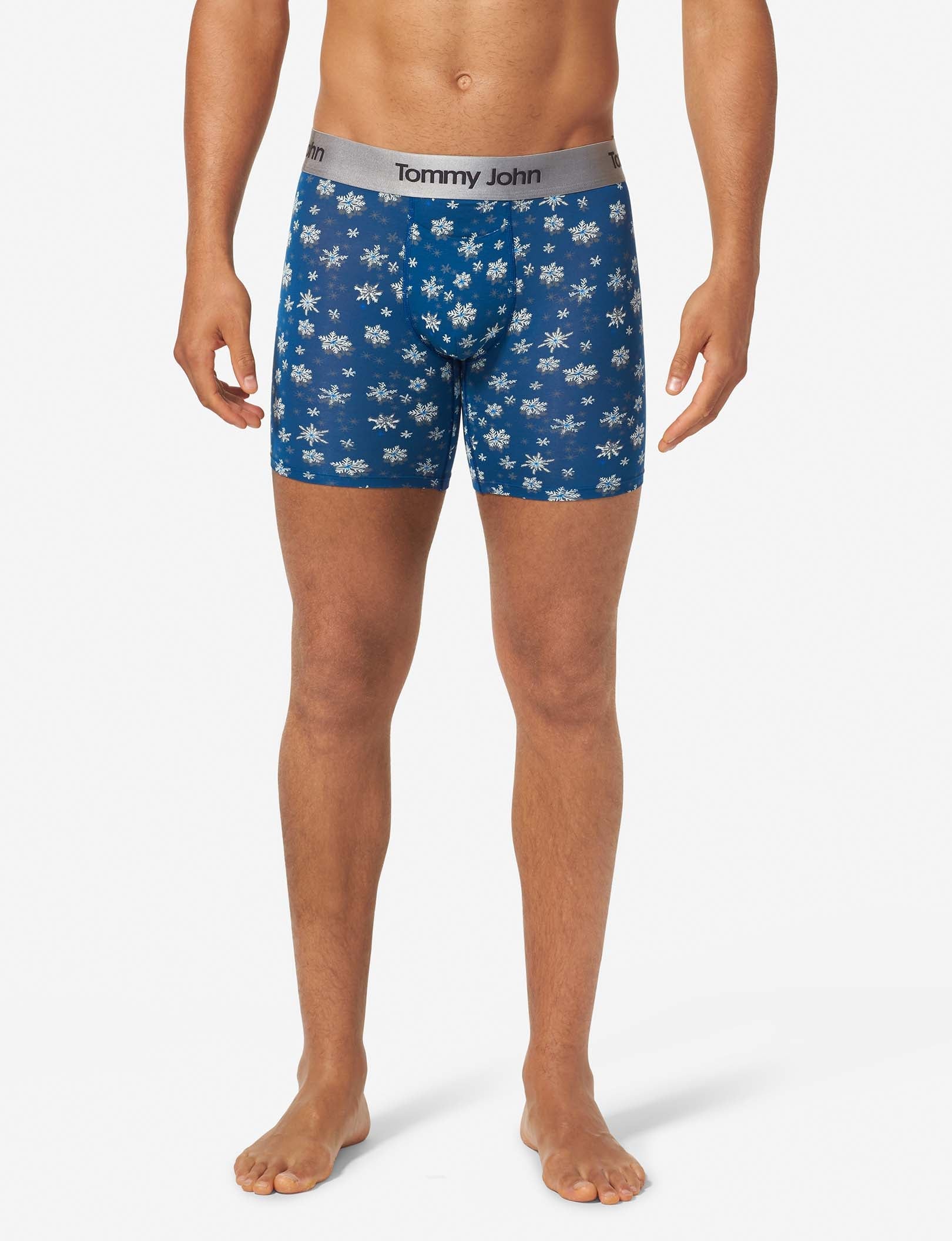 Second Skin Mid-Length Boxer Brief 6"::Estate Blue Snowfall