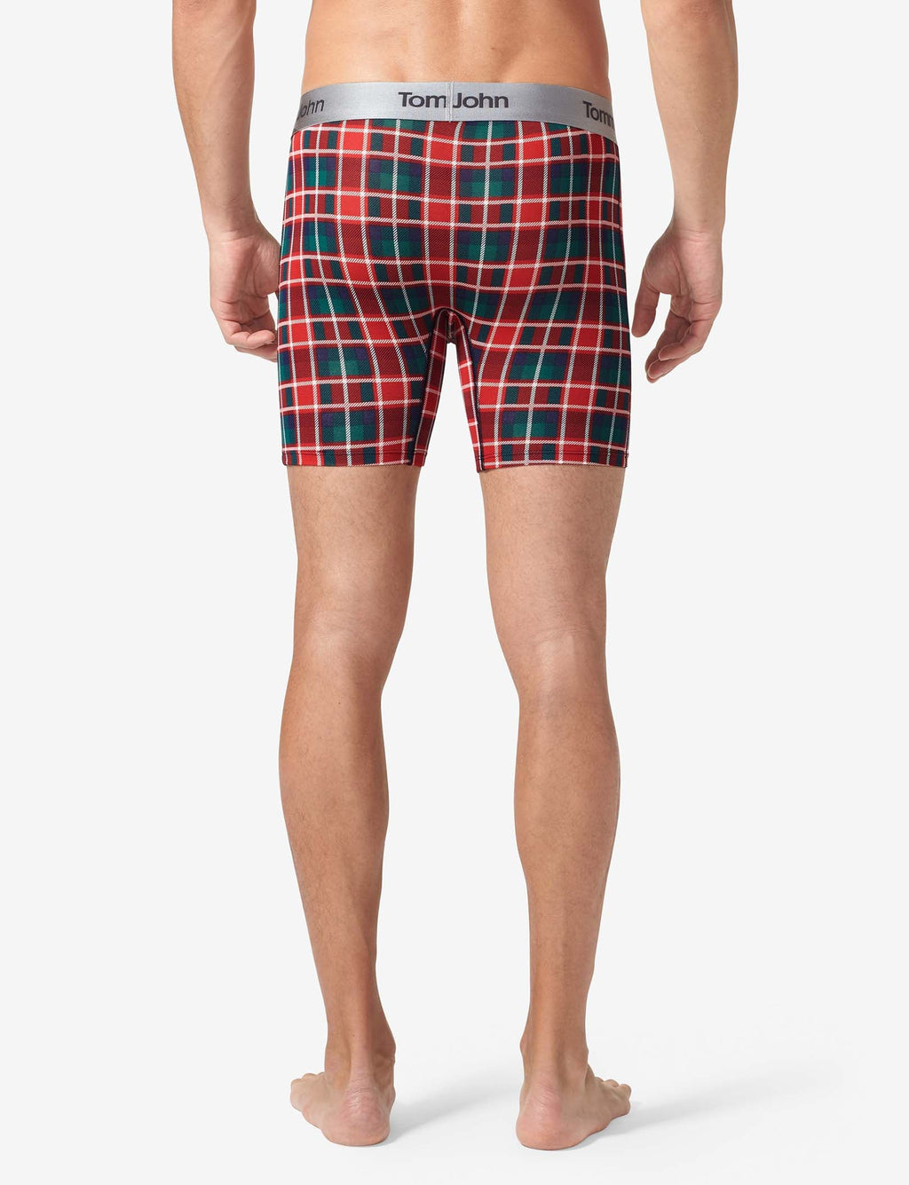 Second Skin Mid-Length Boxer Brief 6"::Haute Red Plaid