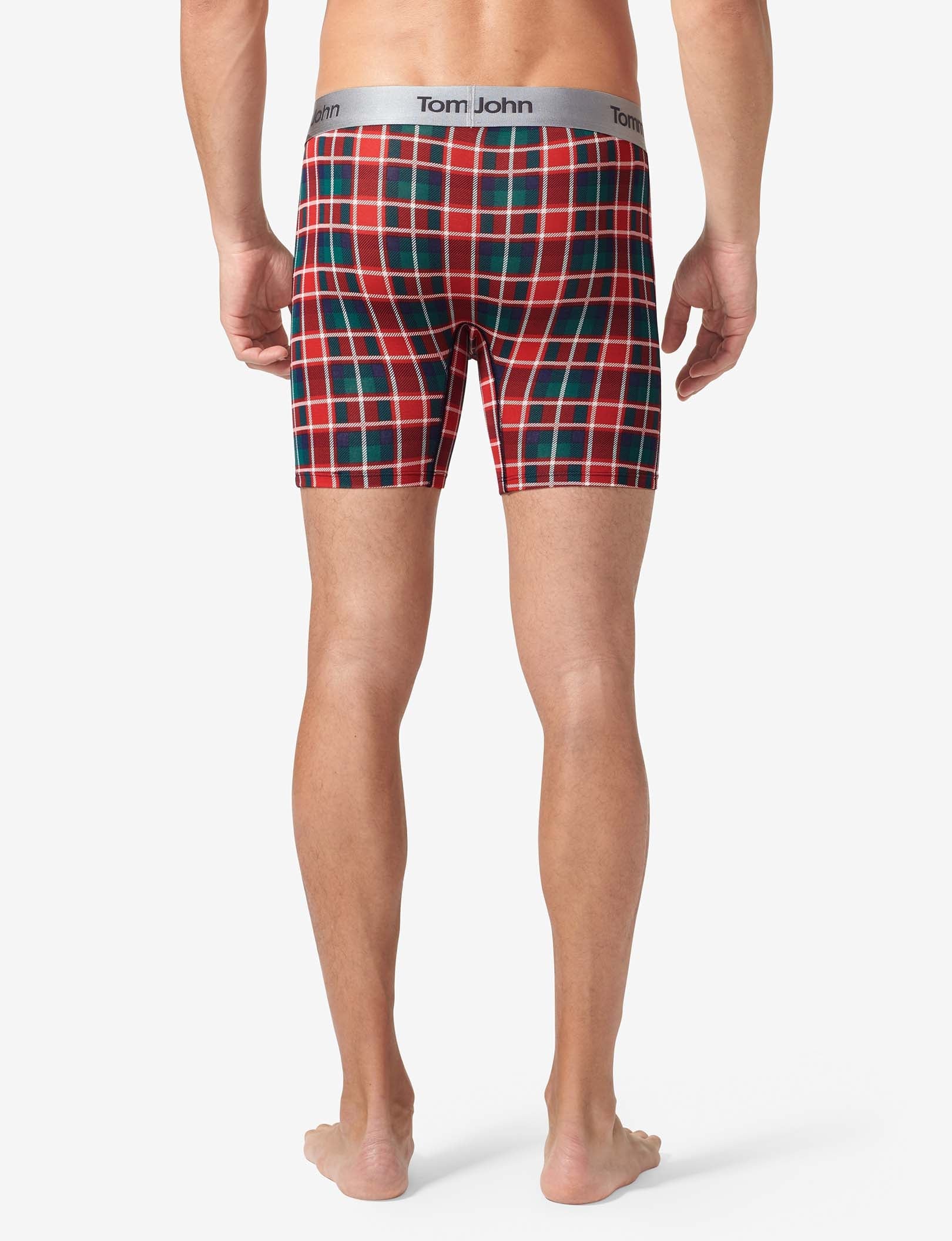 Second Skin Mid-Length Boxer Brief 6"::Haute Red Plaid