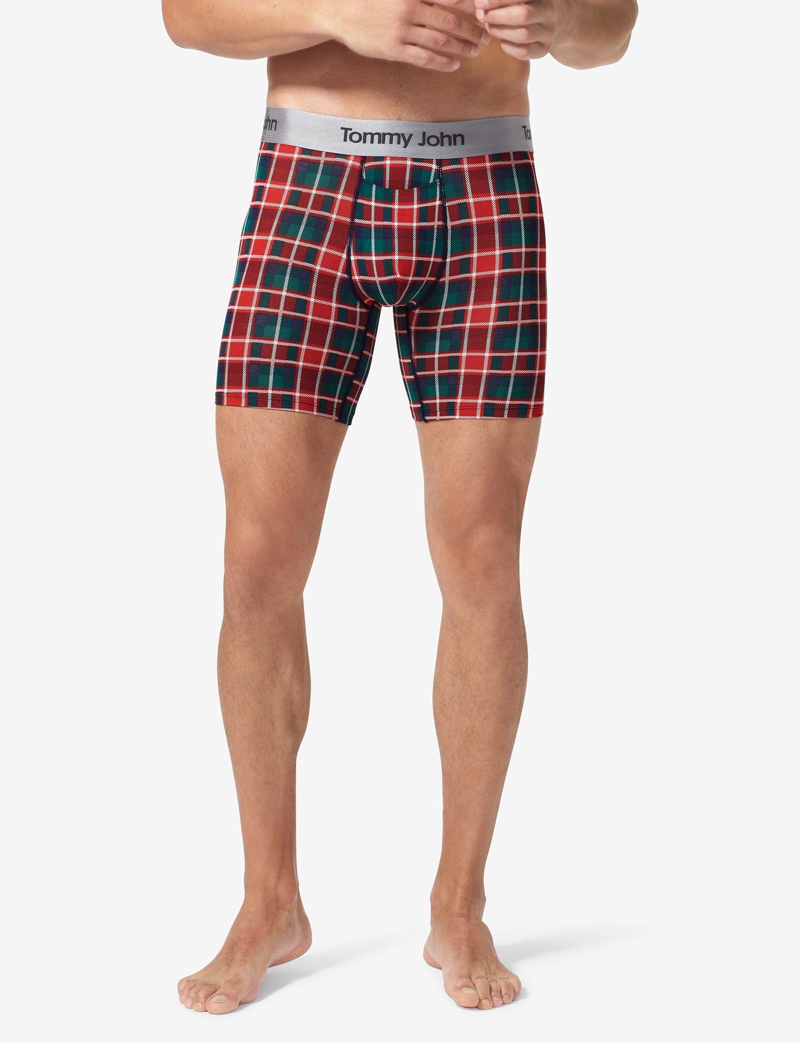 Second Skin Mid-Length Boxer Brief 6"::Haute Red Plaid