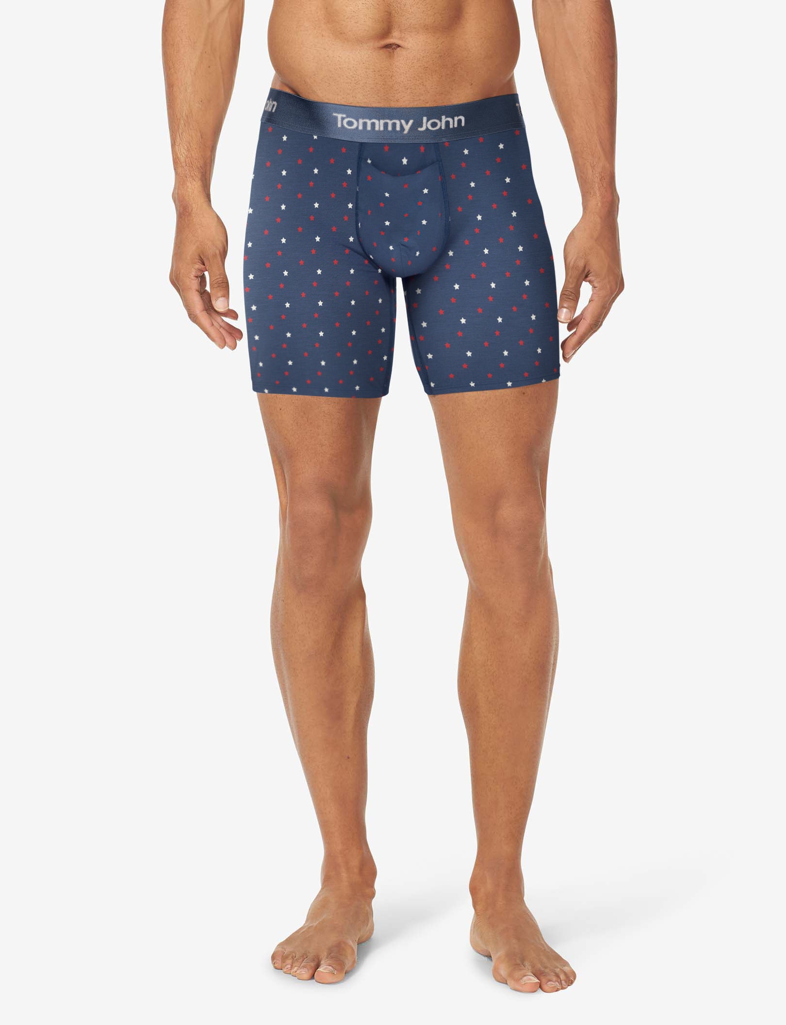 Second Skin Mid-Length Boxer Brief 6"::Dress Blues Super Star