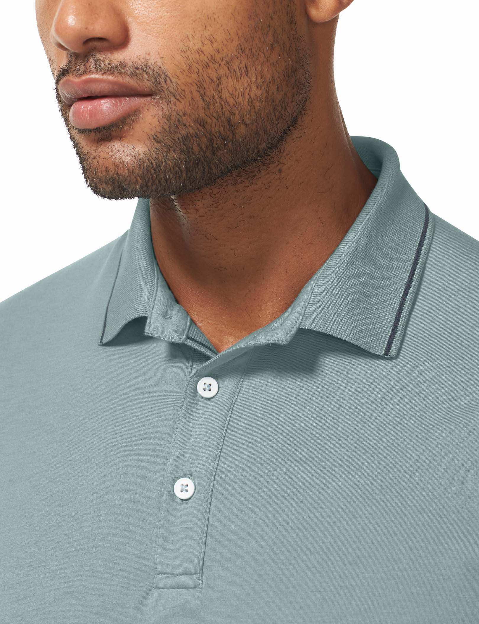 Second Skin Knit Collar Polo::Slate