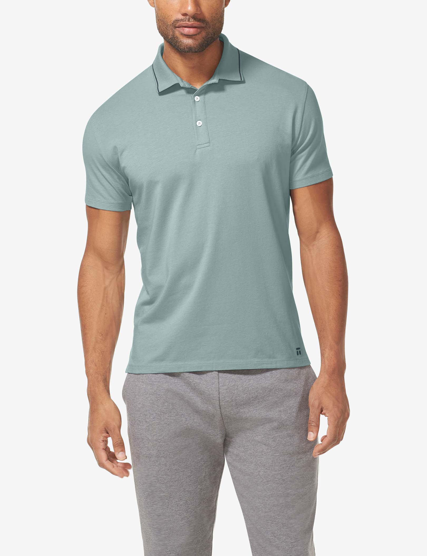 Second Skin Knit Collar Polo::Slate