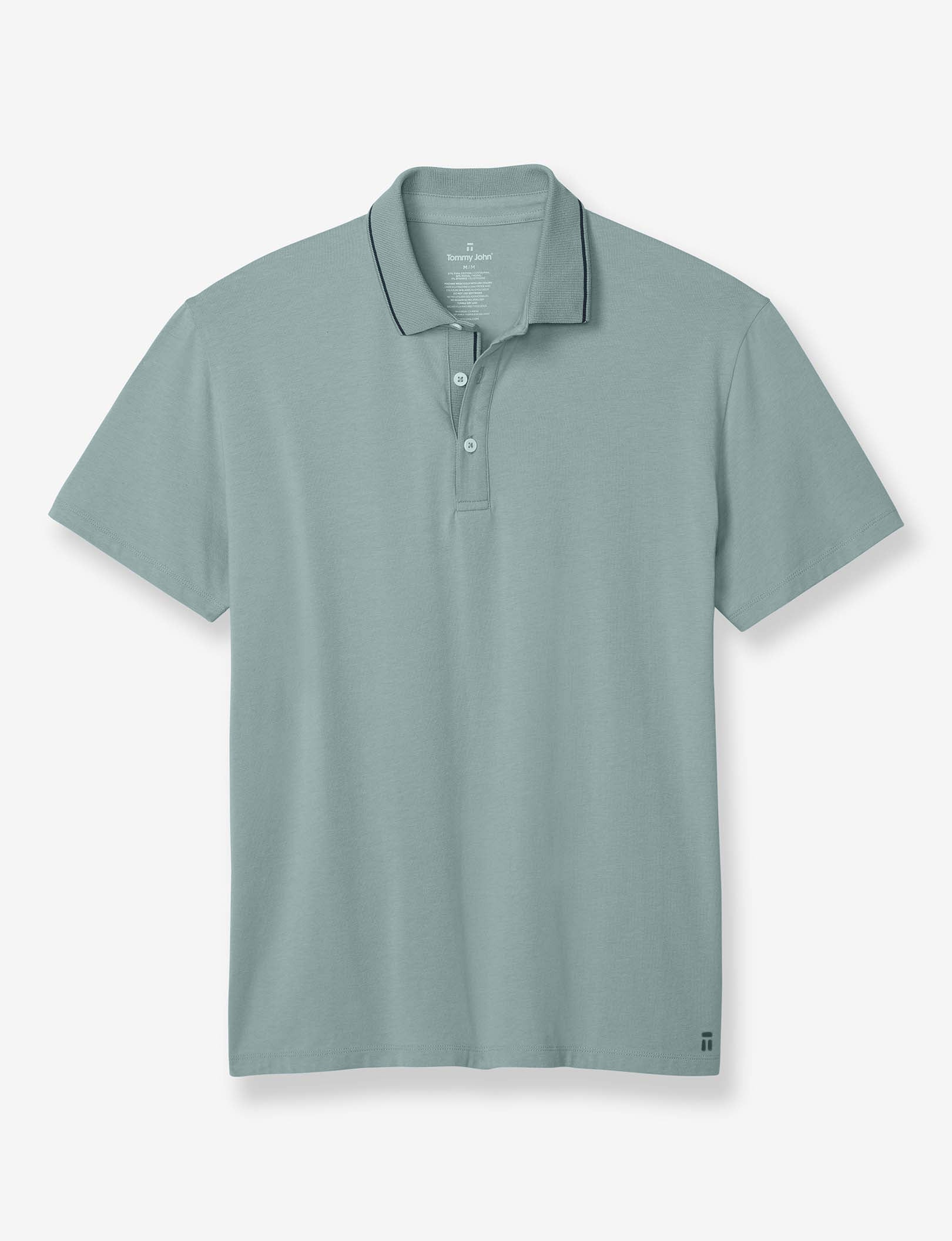 Second Skin Knit Collar Polo::Slate