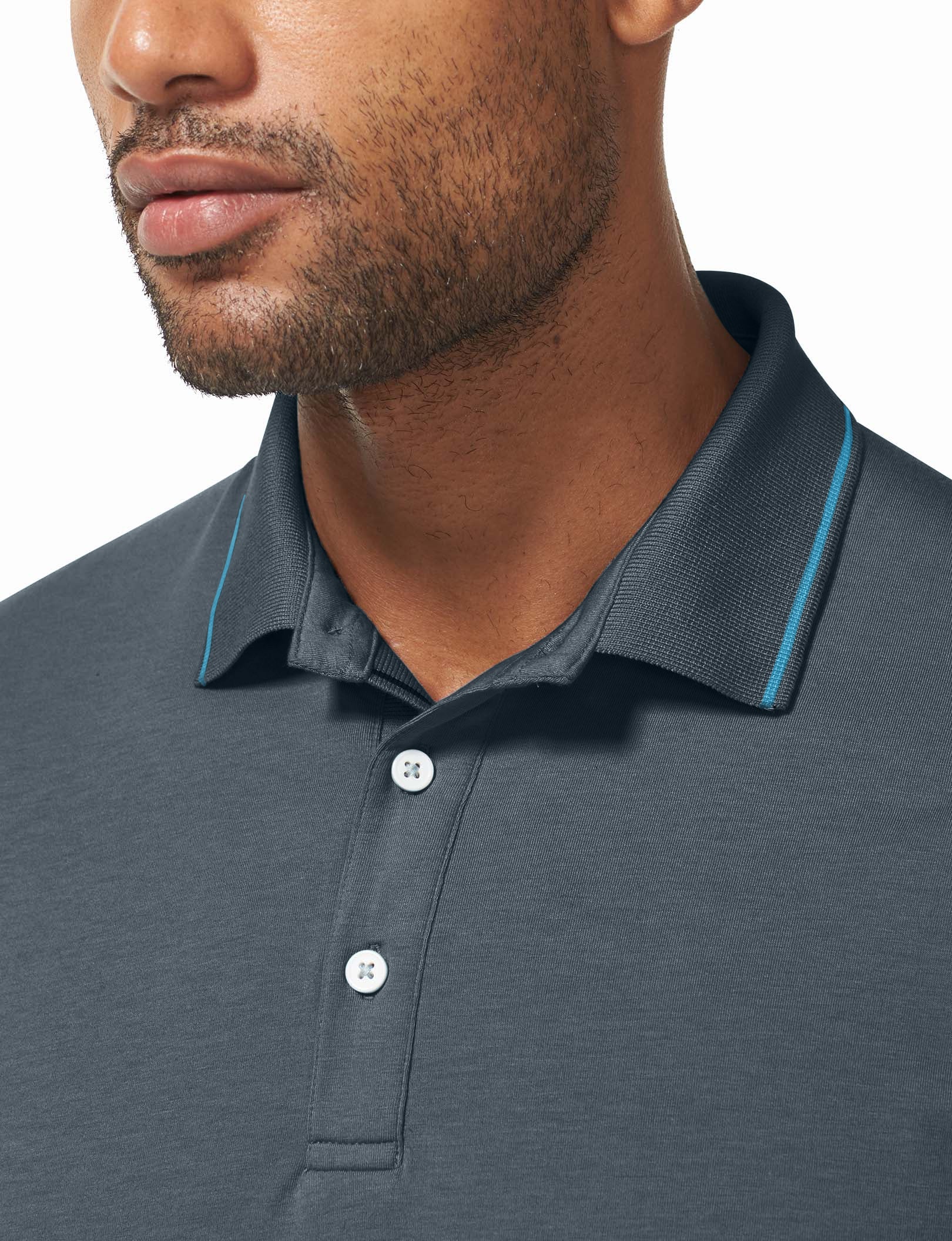 Second Skin Knit Collar Polo::Midnight Navy