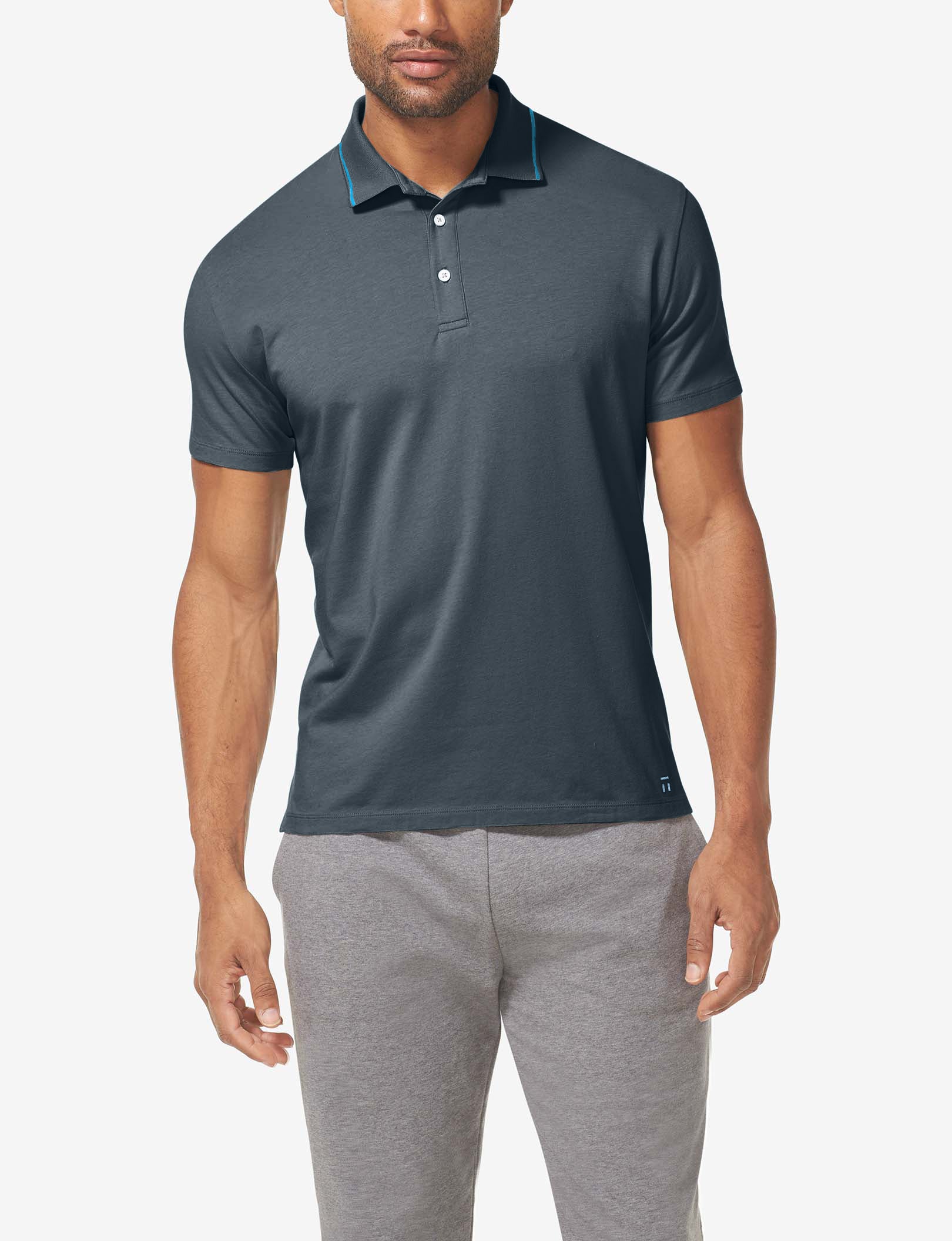 Second Skin Knit Collar Polo::Midnight Navy