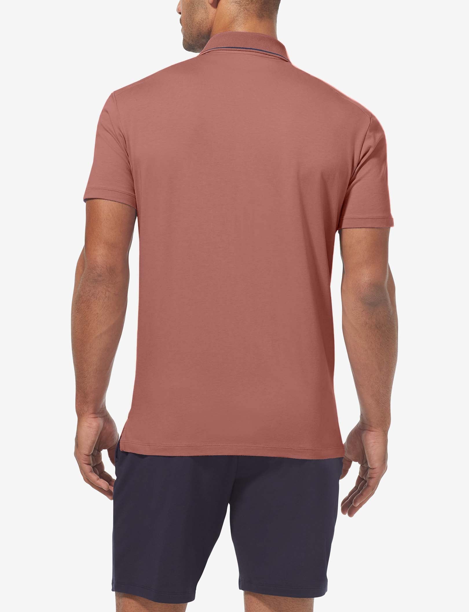 Second Skin Knit Collar Polo::Light Mahogany