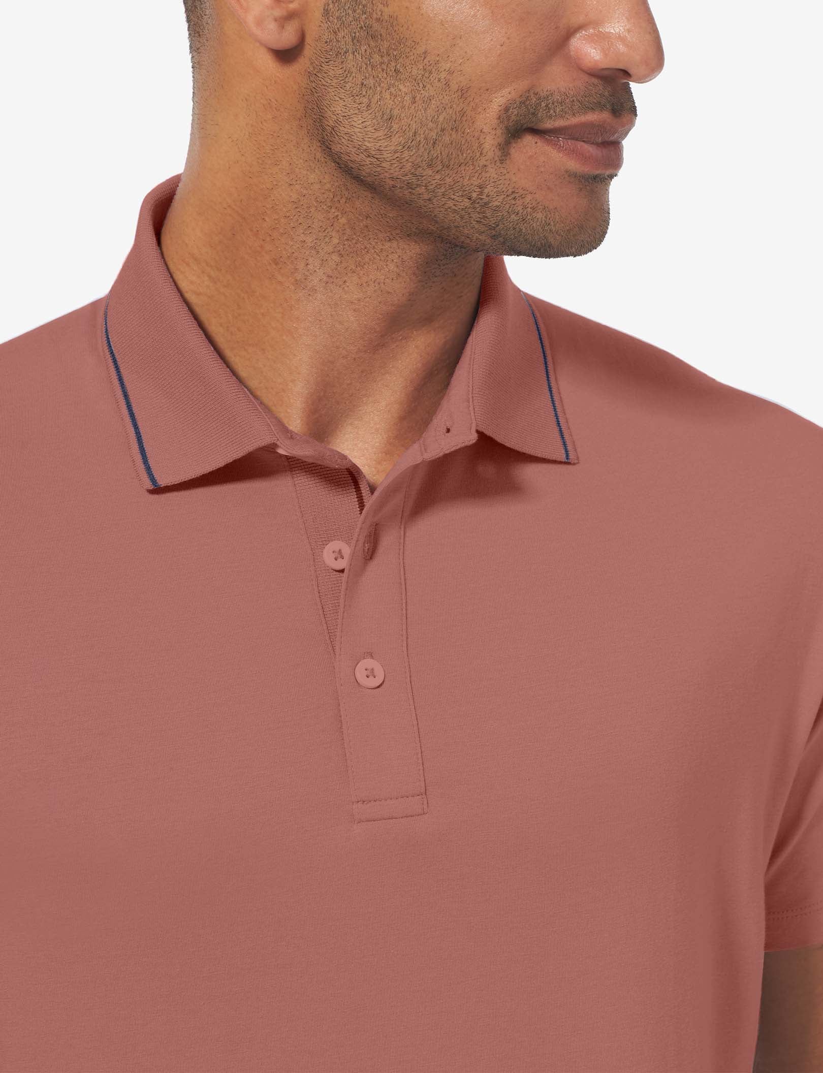 Second Skin Knit Collar Polo::Light Mahogany