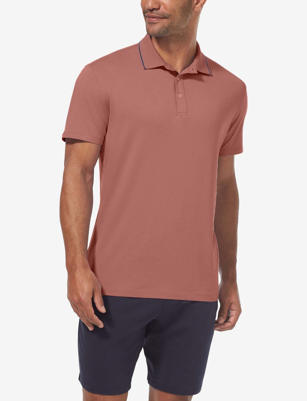 Second Skin Knit Collar Polo::Light Mahogany