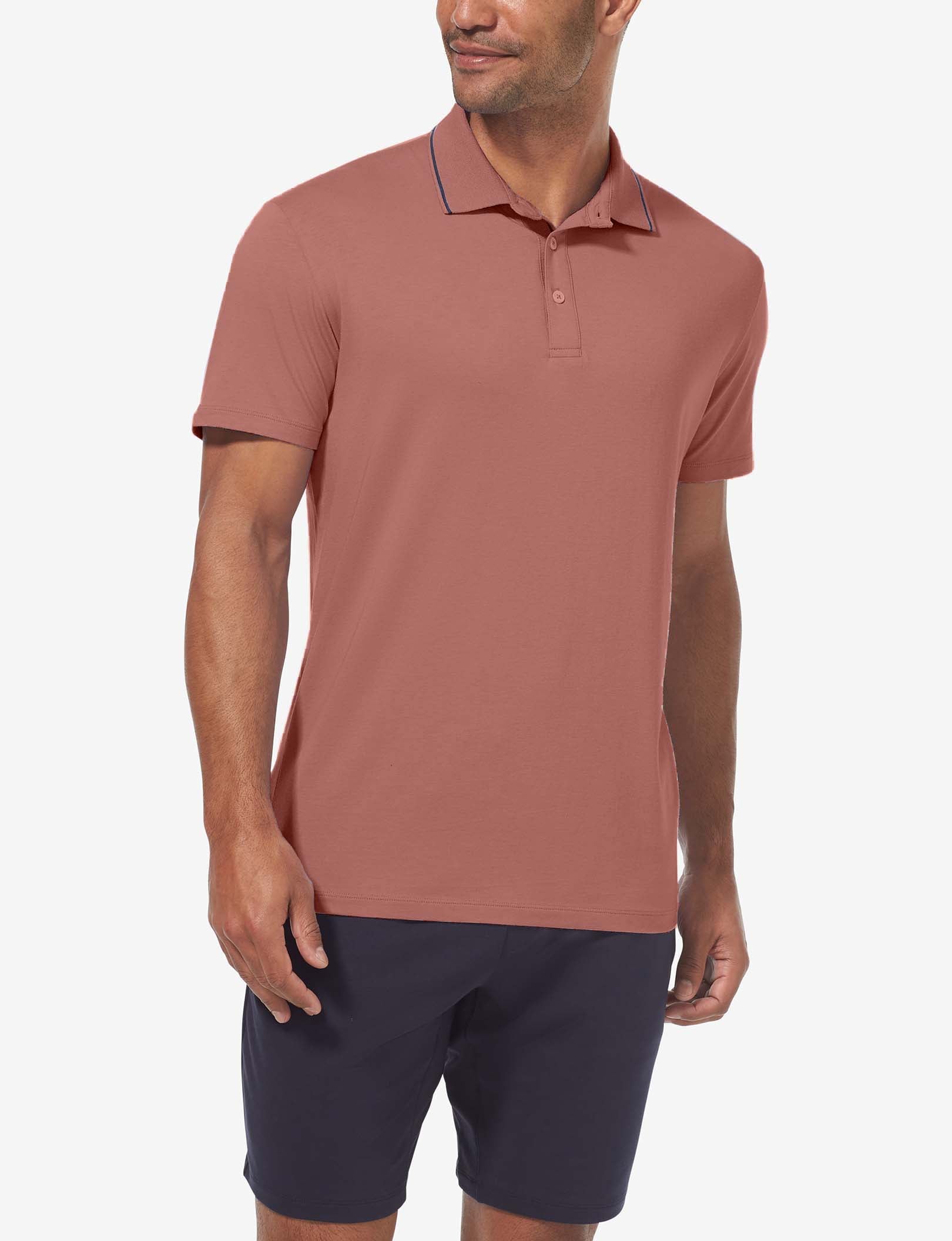 Second Skin Knit Collar Polo::Light Mahogany