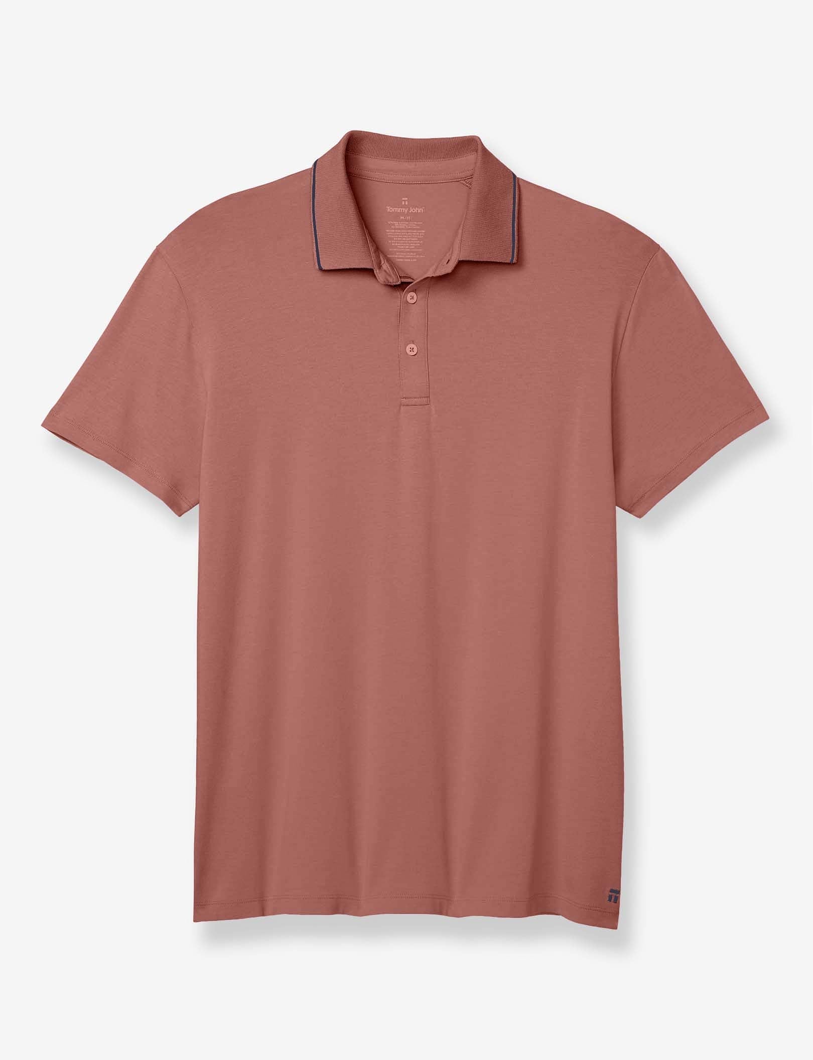 Second Skin Knit Collar Polo::Light Mahogany