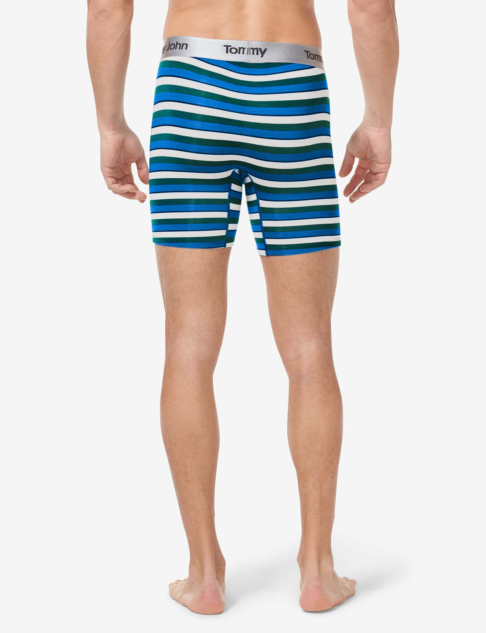 Second Skin Mid-Length Boxer Brief 6"::Coconut Stripe