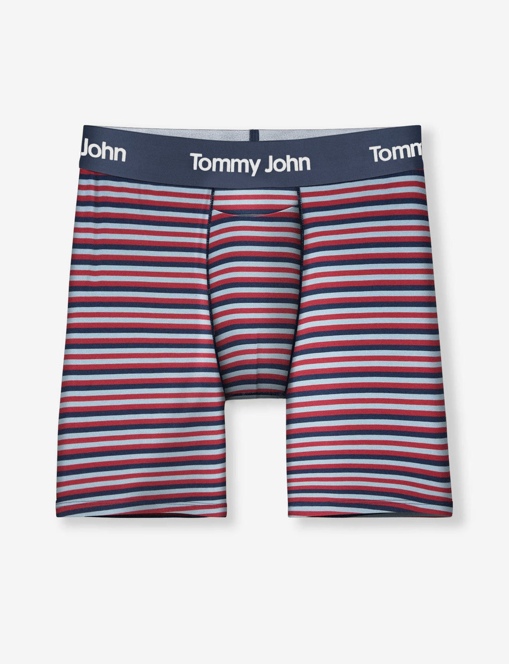 Second Skin Mid-Length Boxer Brief 6"::Cashmere Blue Globe Stripe