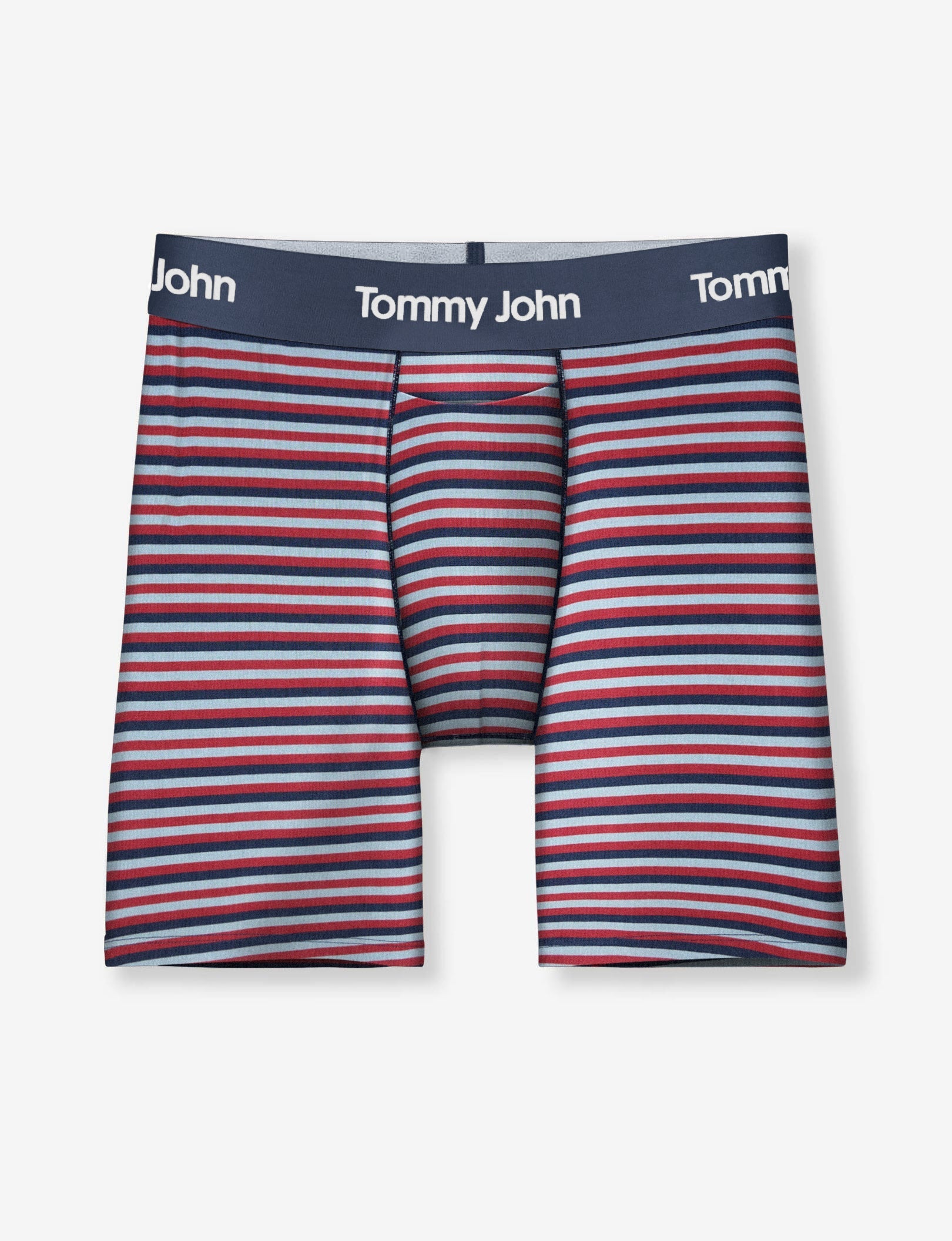 Second Skin Mid-Length Boxer Brief 6"::Cashmere Blue Globe Stripe