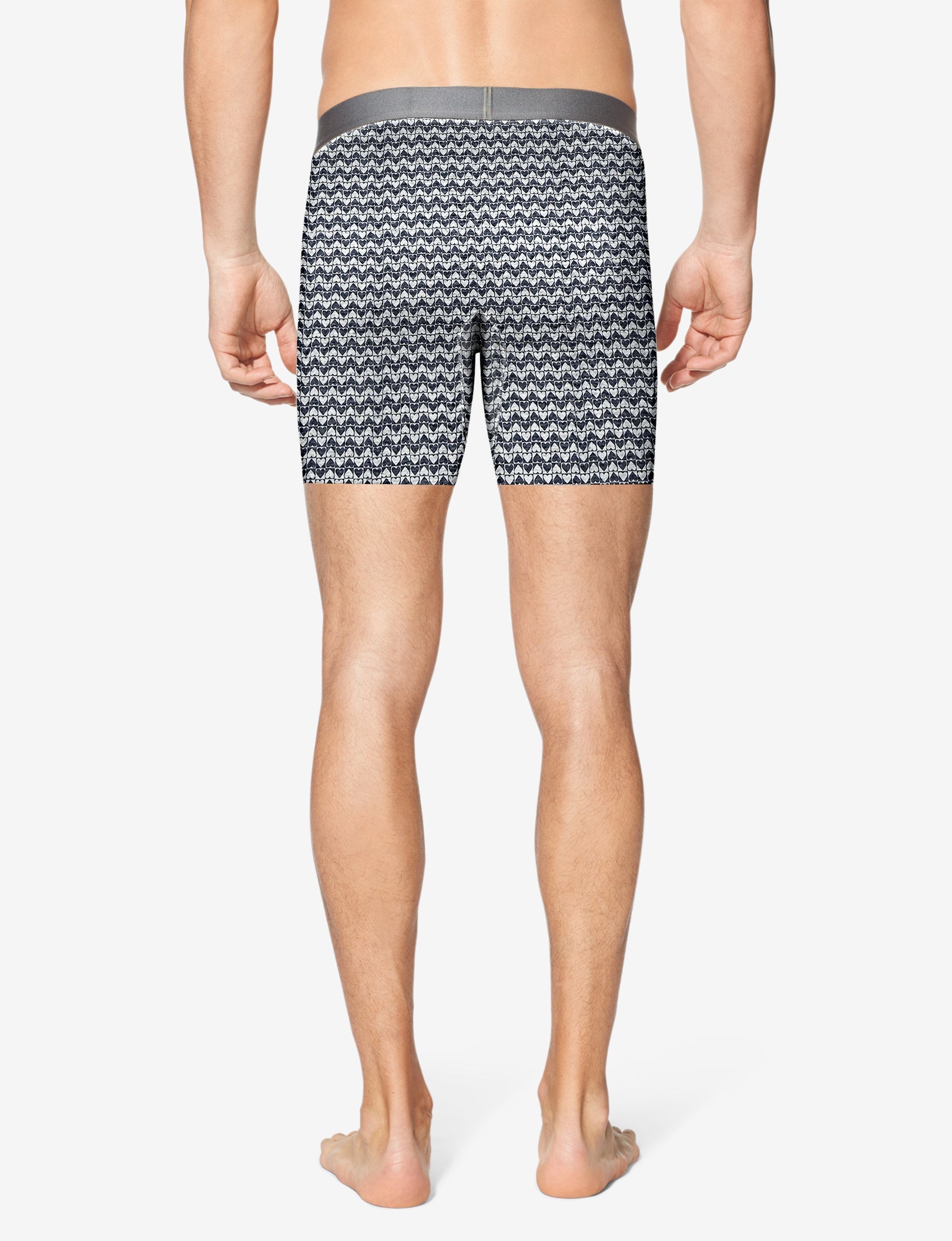 Cool Cotton Mid-Length Boxer Brief 6"::Heathered Chevron Heart
