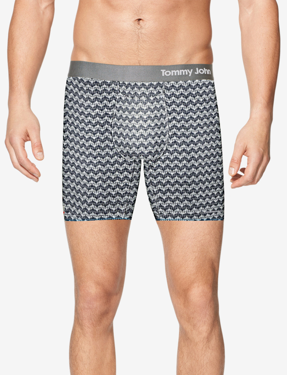 Cool Cotton Mid-Length Boxer Brief 6"::Heathered Chevron Heart