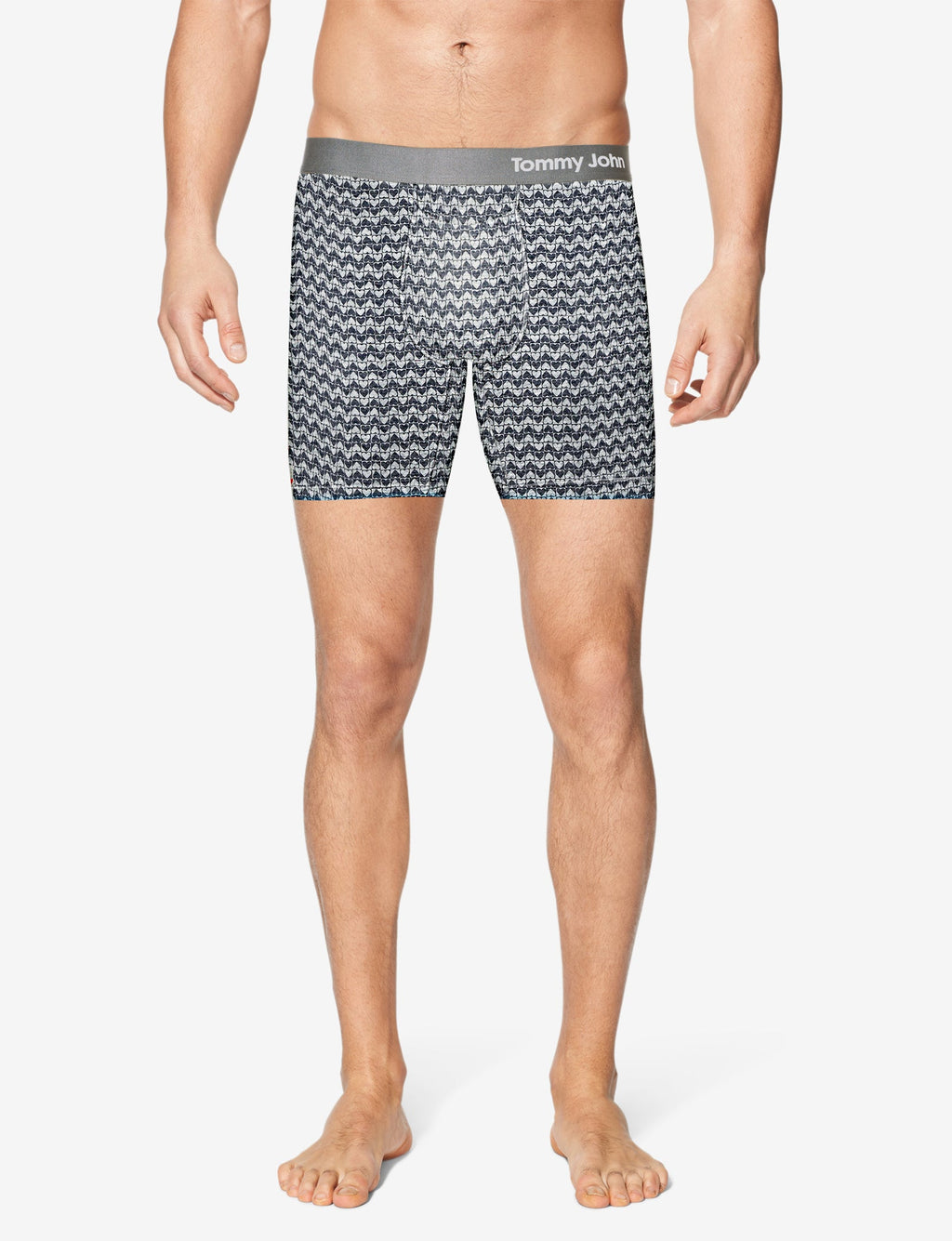 Cool Cotton Mid-Length Boxer Brief 6"::Heathered Chevron Heart