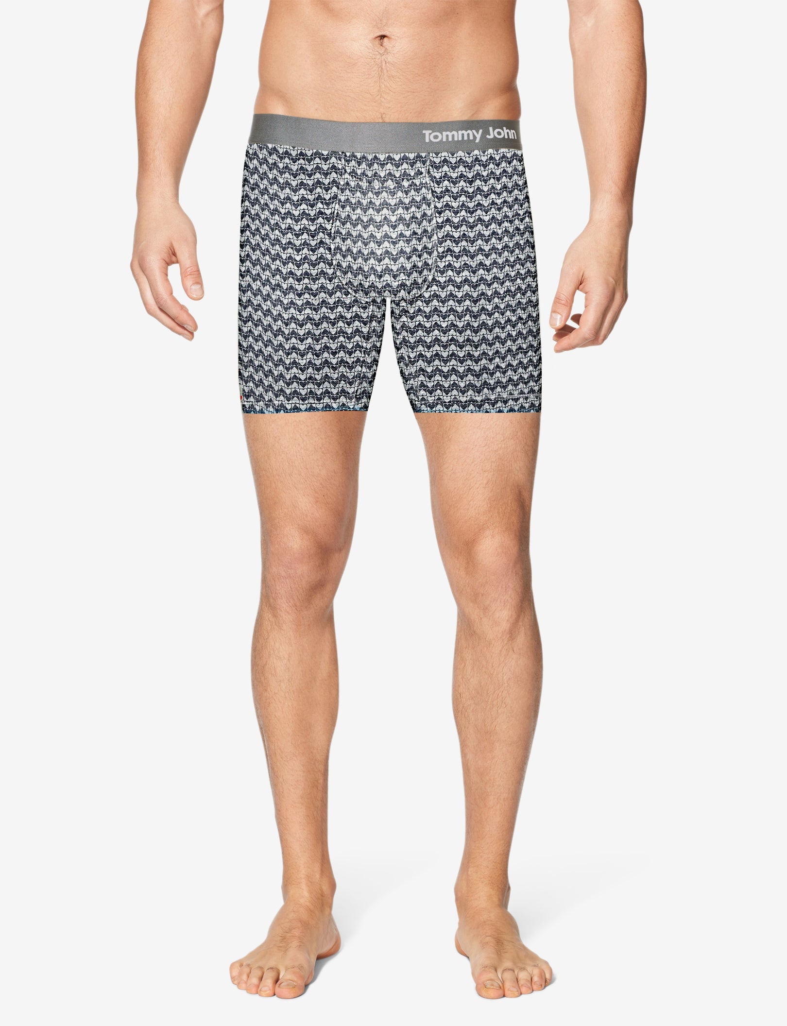 Cool Cotton Mid-Length Boxer Brief 6"::Heathered Chevron Heart