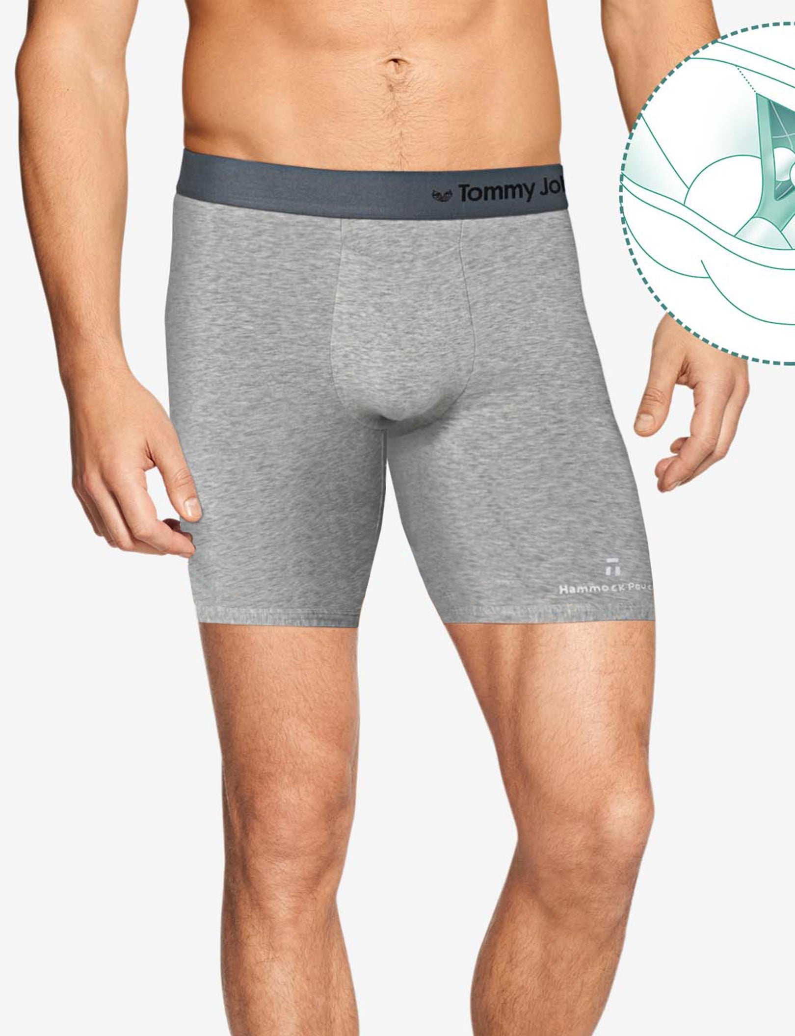 Cool Cotton Hammock Pouch™ Mid-Length Boxer Brief 6"::Heather Grey