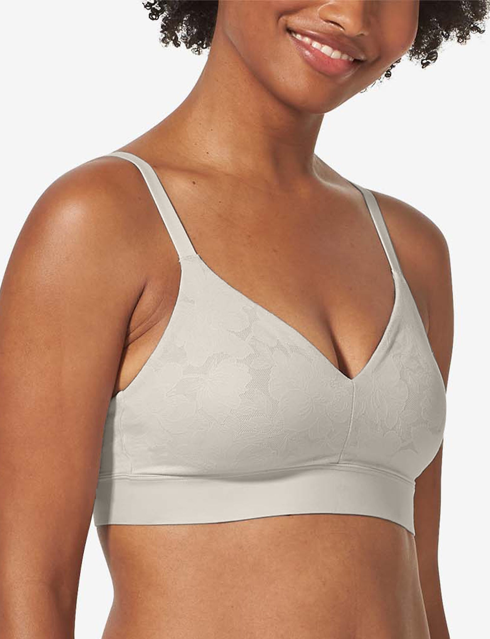 Second Skin Comfort Lace Bralette::Silver Gray Lace