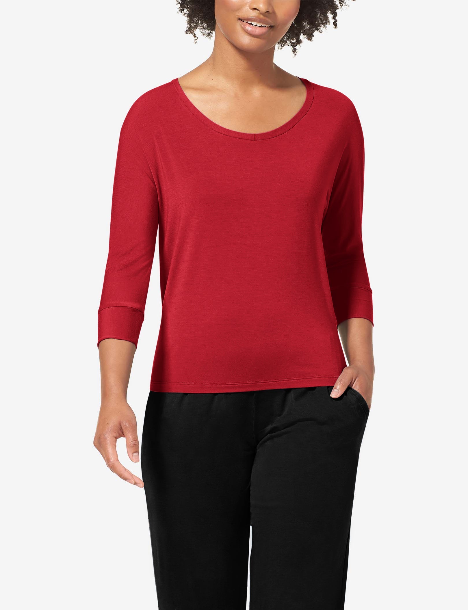 Women's Second Skin 3/4 Sleep Tee::Haute Red