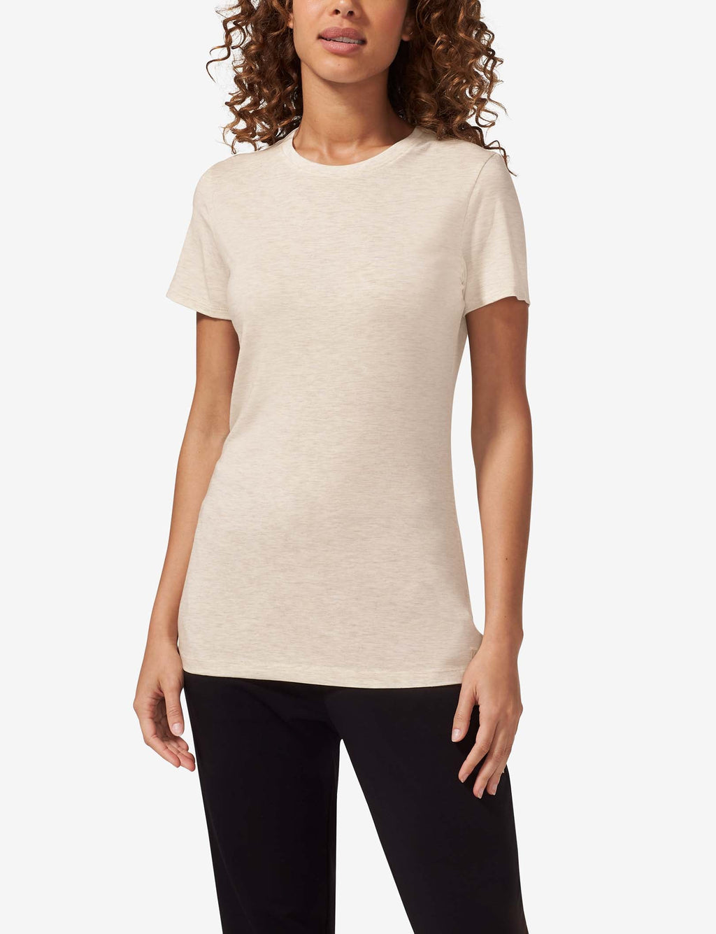 Women's Second Skin Crew Neck Tee::Oatmeal Heather