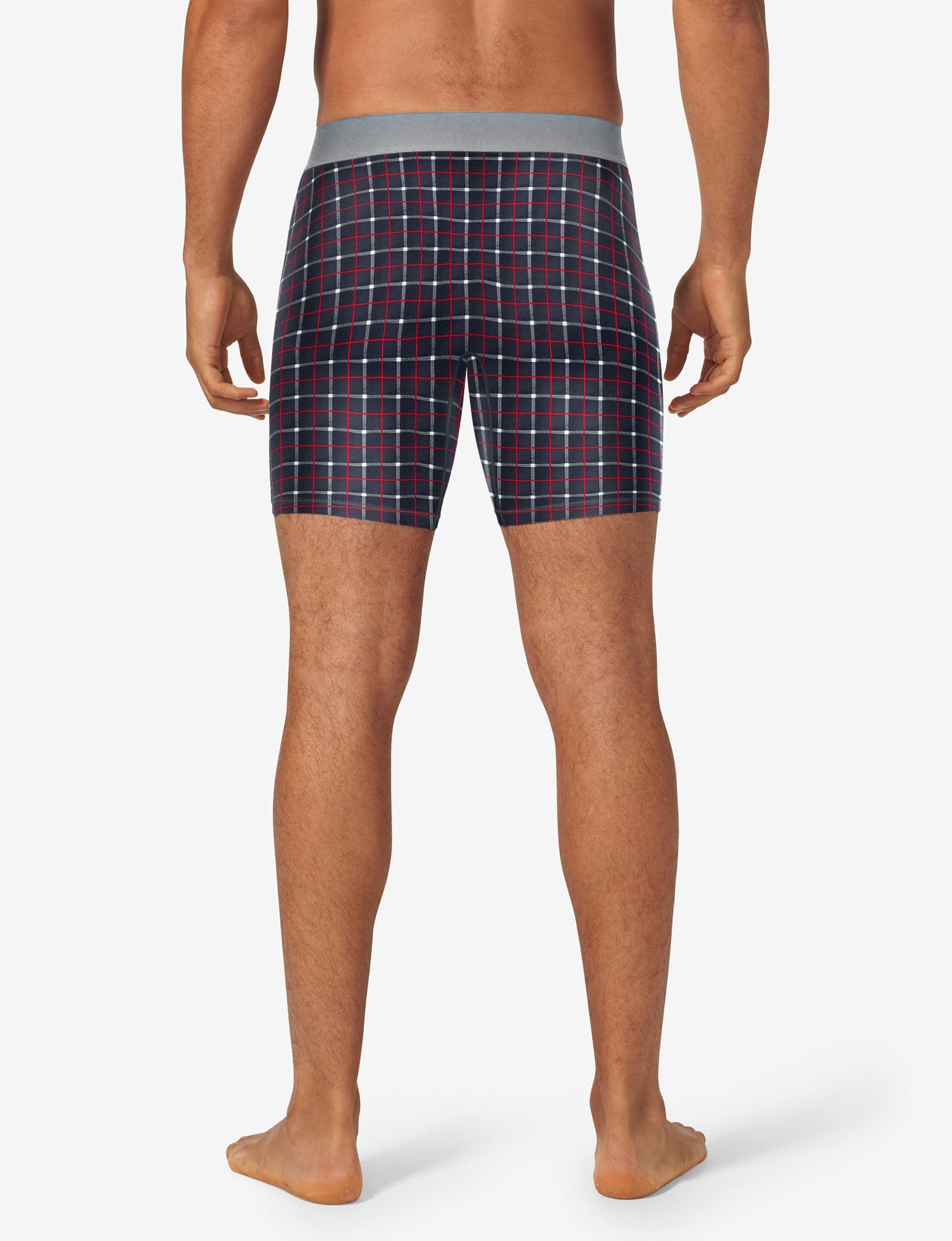 Cool Cotton Mid-Length Boxer Brief 6"::Black Weekend Plaid