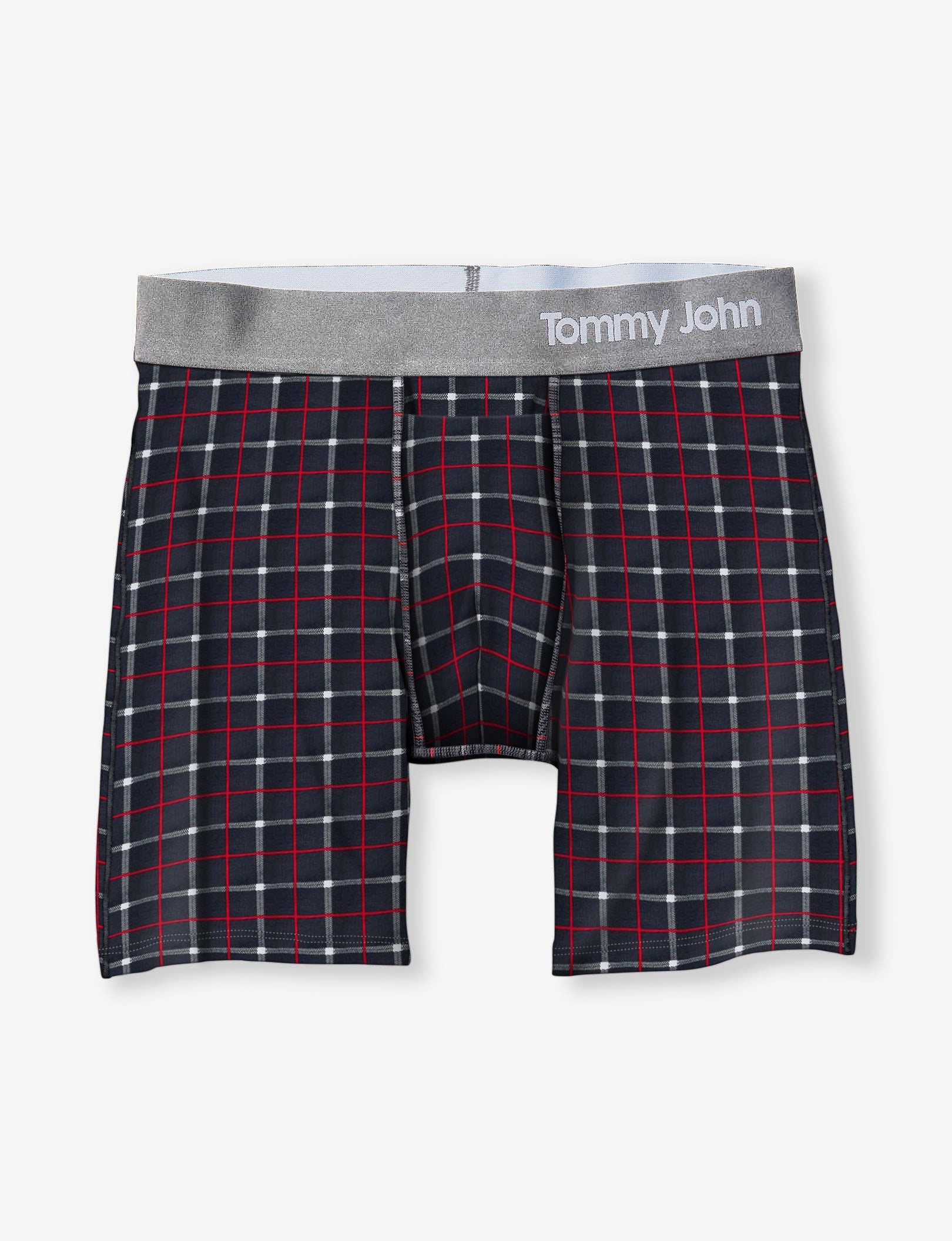 Cool Cotton Mid-Length Boxer Brief 6"::Black Weekend Plaid